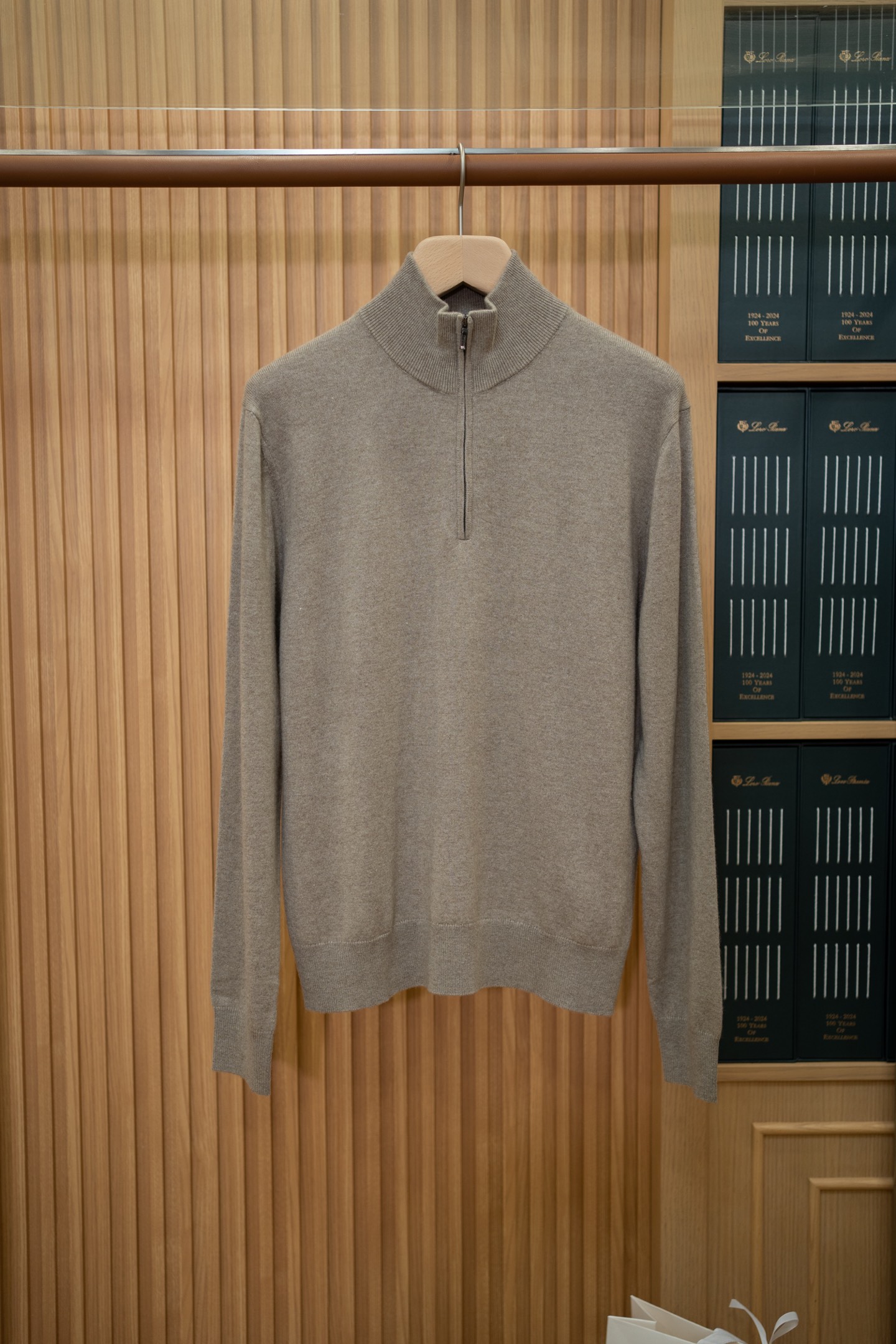 LP Taupe Cashmere Half Zip Sweater