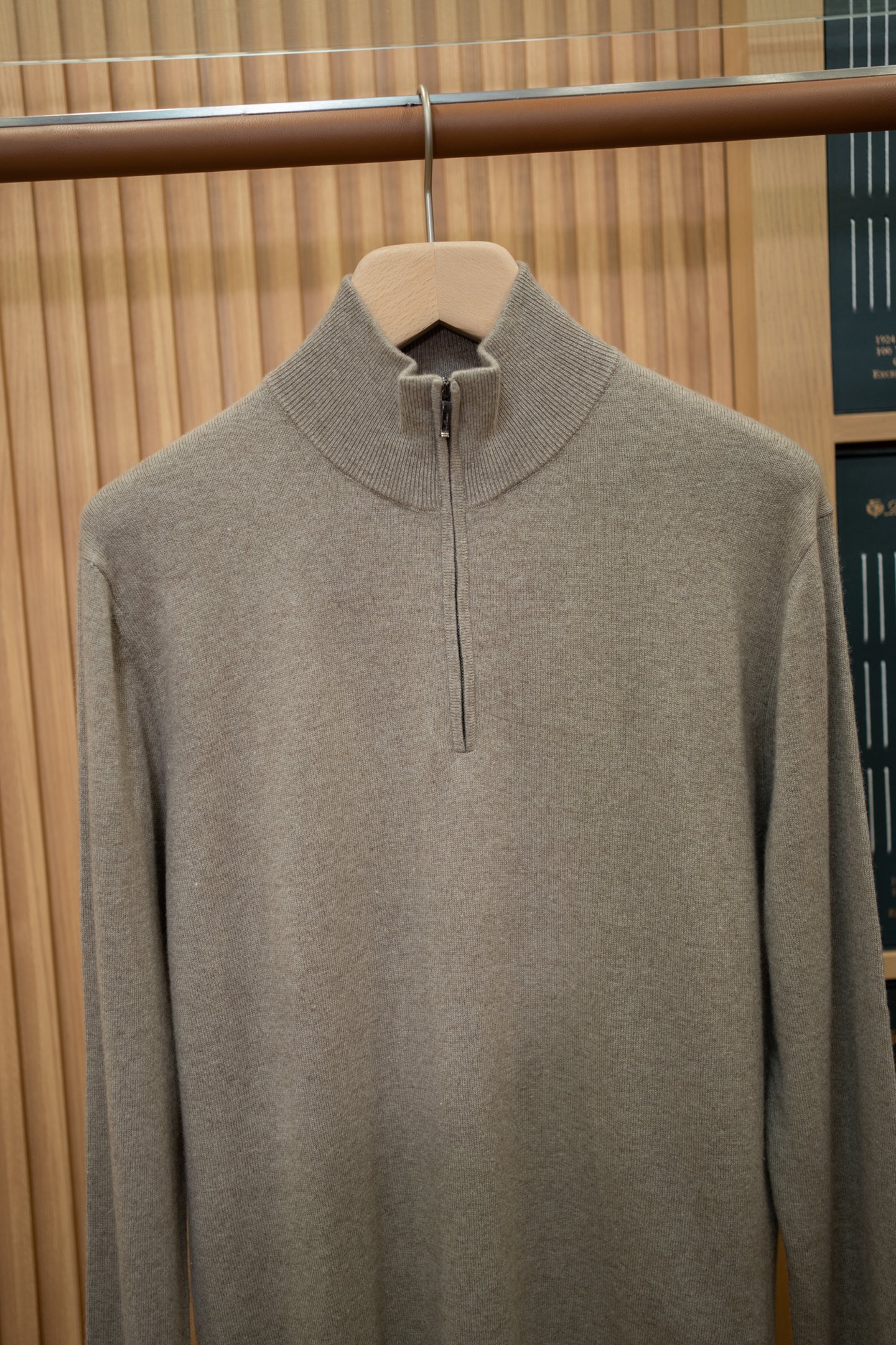 LP Taupe Cashmere Half Zip Sweater
