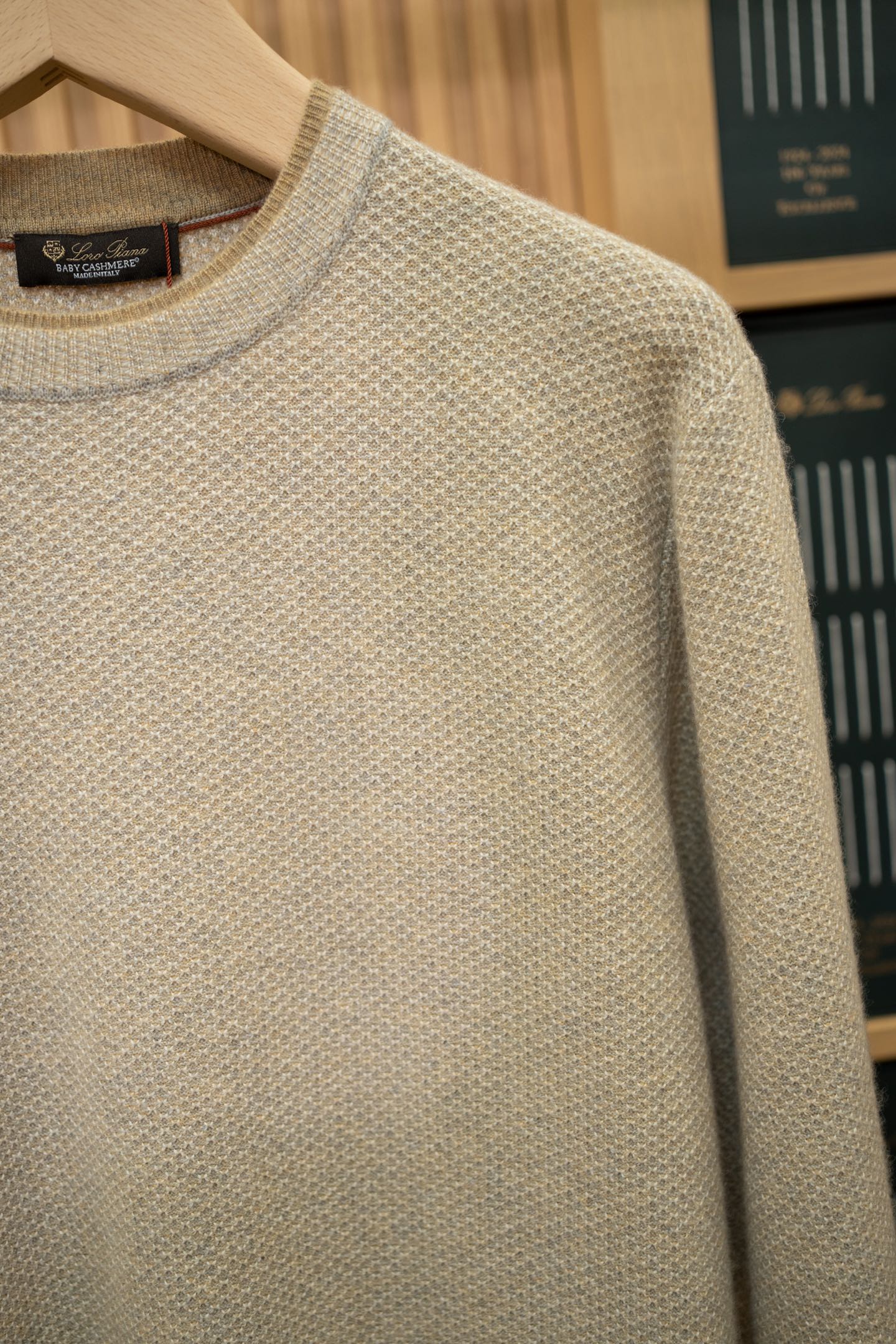 LP Oatmeal Honeycomb Knit Crew Neck Cashmere Sweat