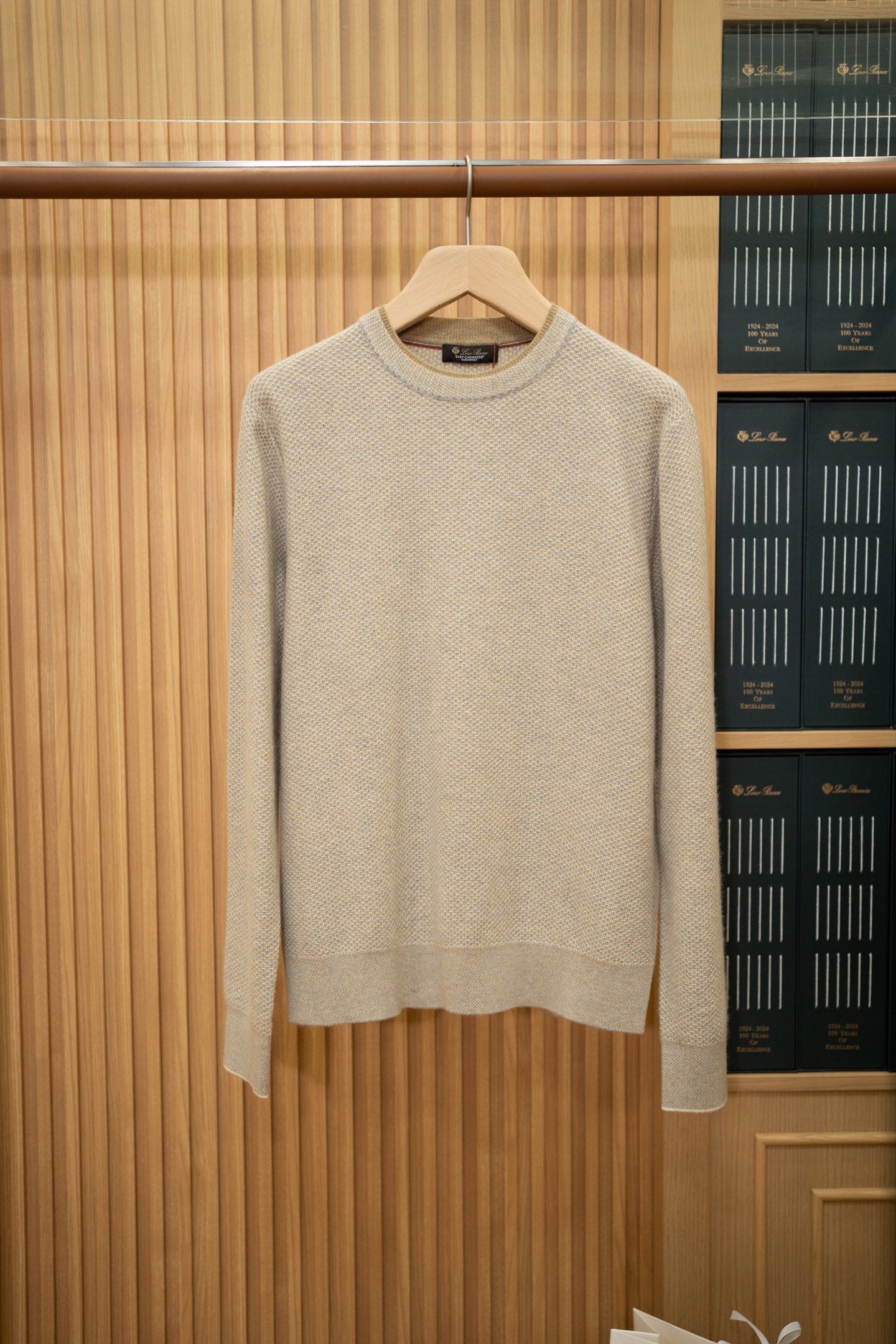 LP Oatmeal Honeycomb Knit Crew Neck Cashmere Sweat