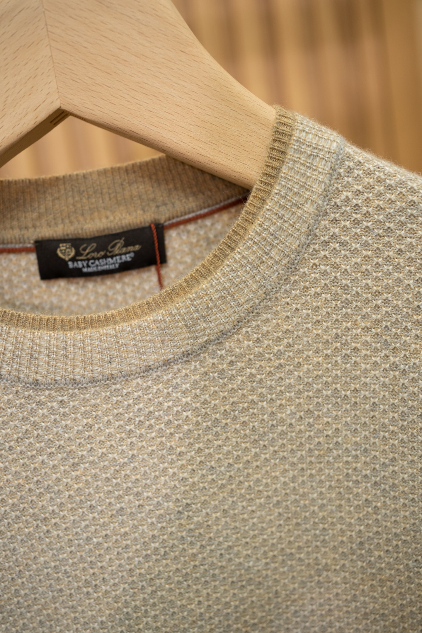 LP Oatmeal Honeycomb Knit Crew Neck Cashmere Sweat