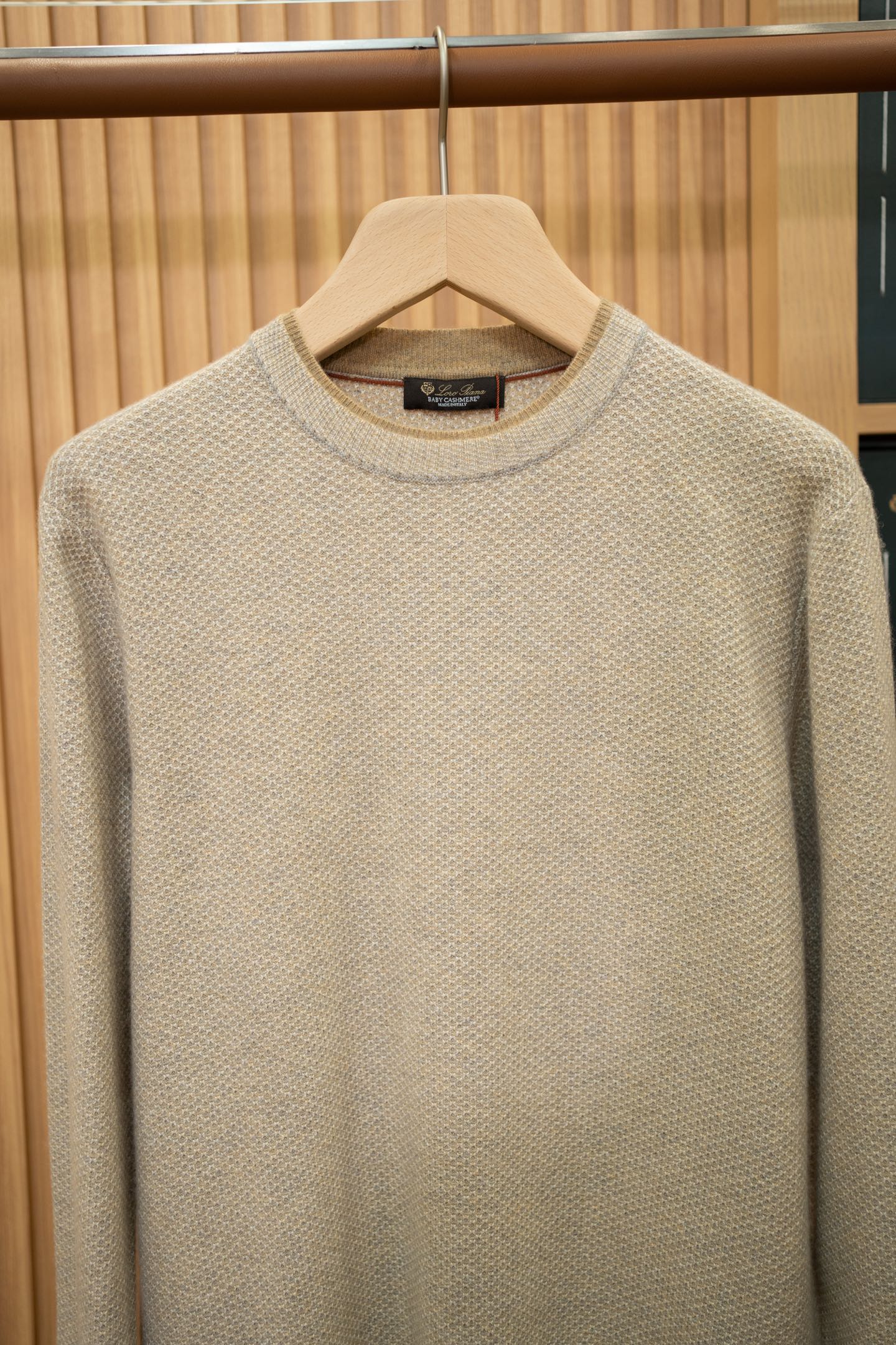 LP Oatmeal Honeycomb Knit Crew Neck Cashmere Sweat