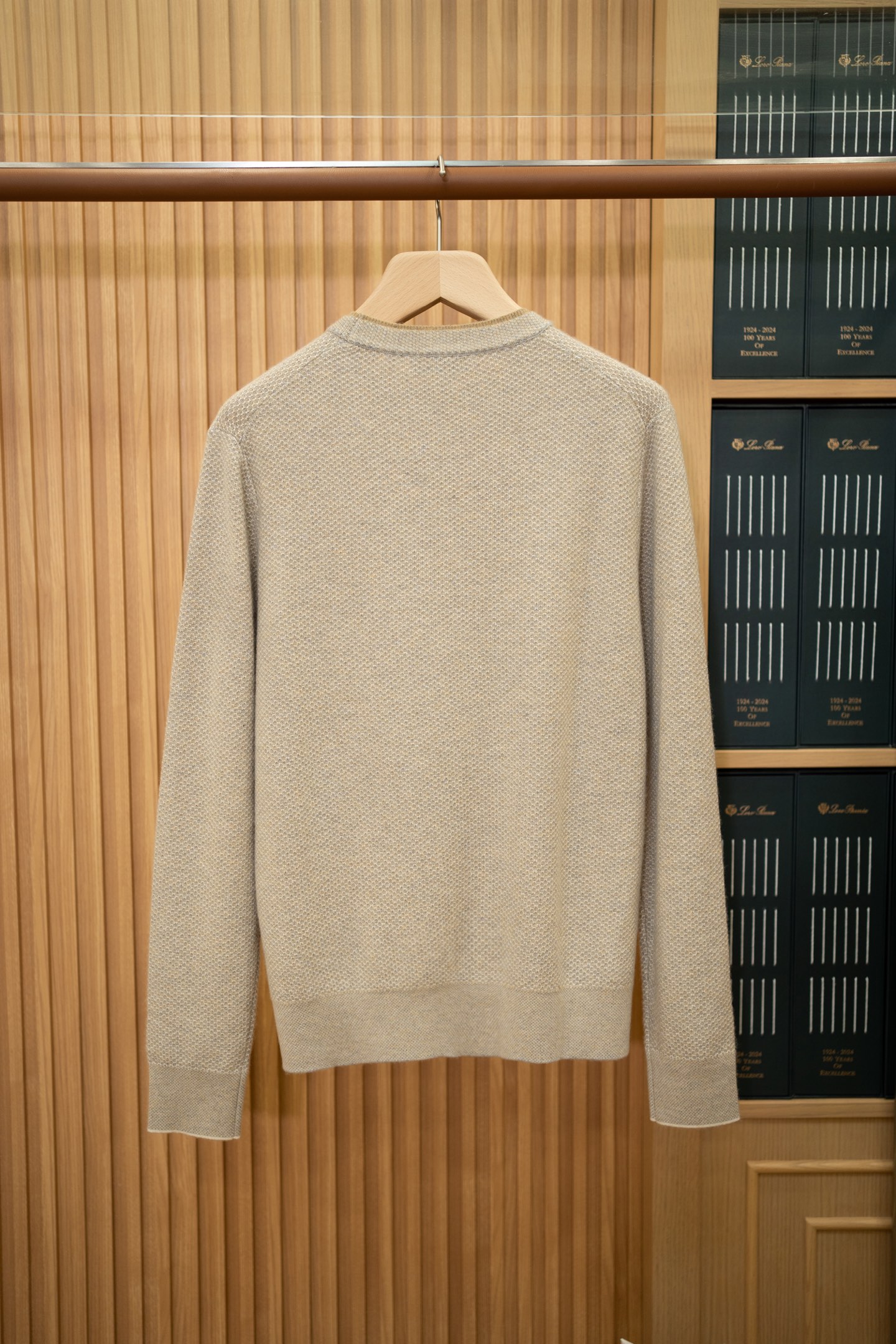 LP Oatmeal Honeycomb Knit Crew Neck Cashmere Sweat
