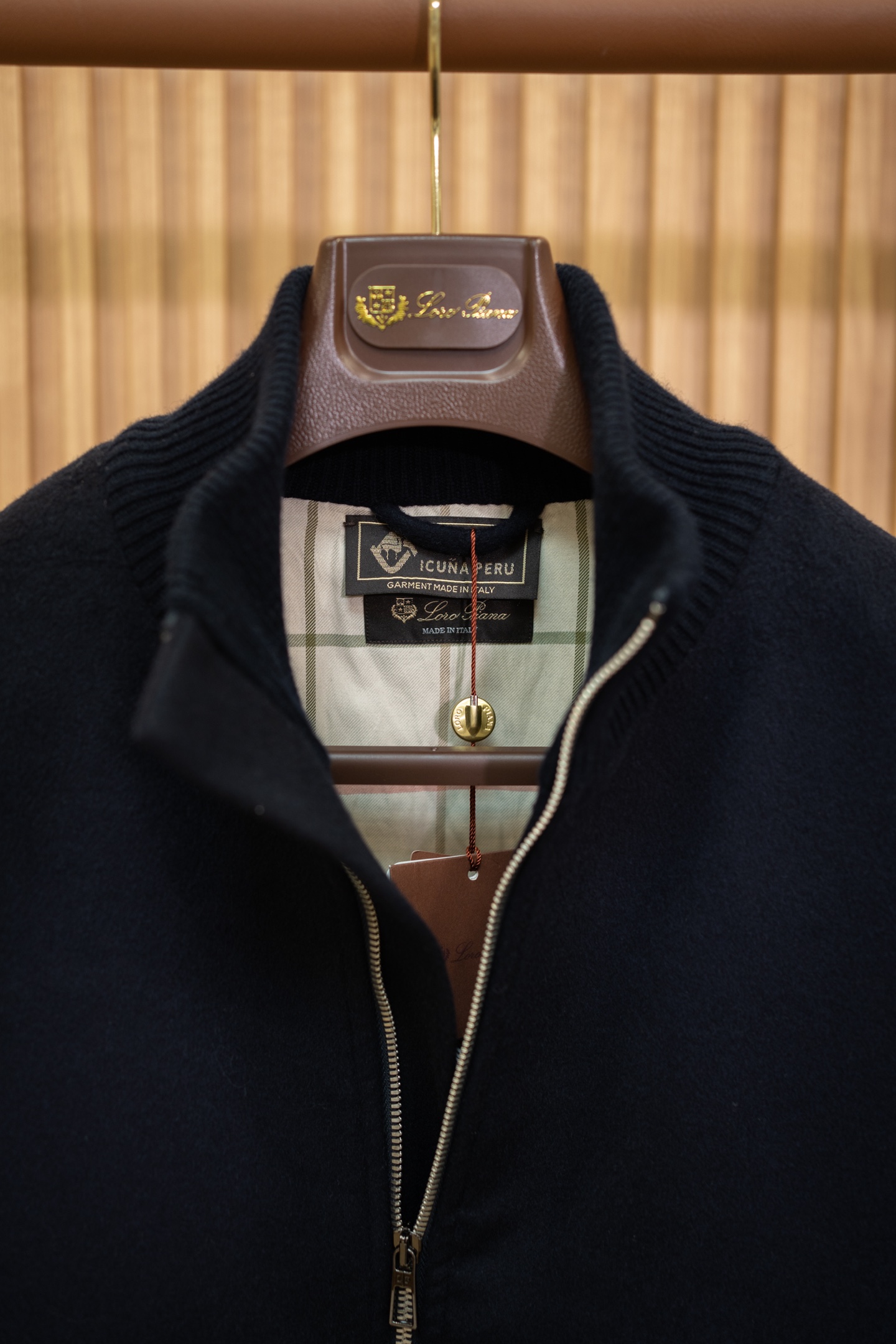 LP Black Wool Cashmere Zip Stand Collar Jacket