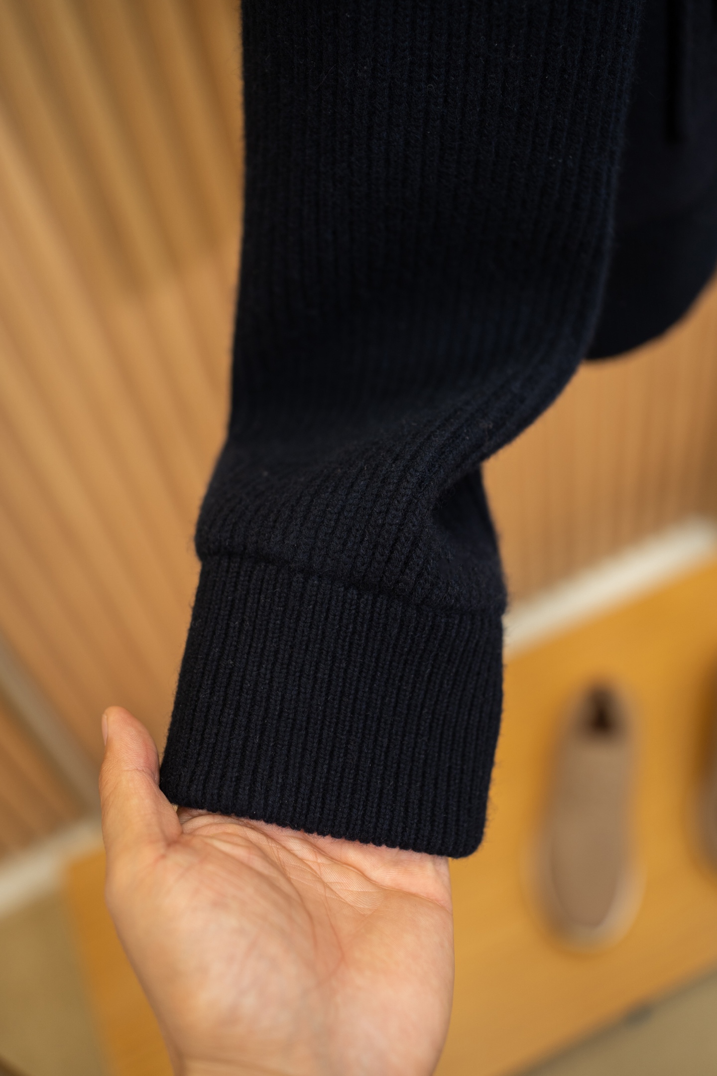 LP Black Wool Cashmere Zip Stand Collar Jacket