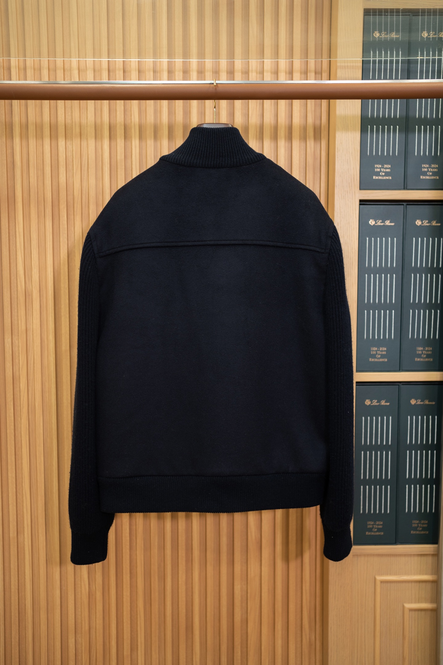 LP Black Wool Cashmere Zip Stand Collar Jacket