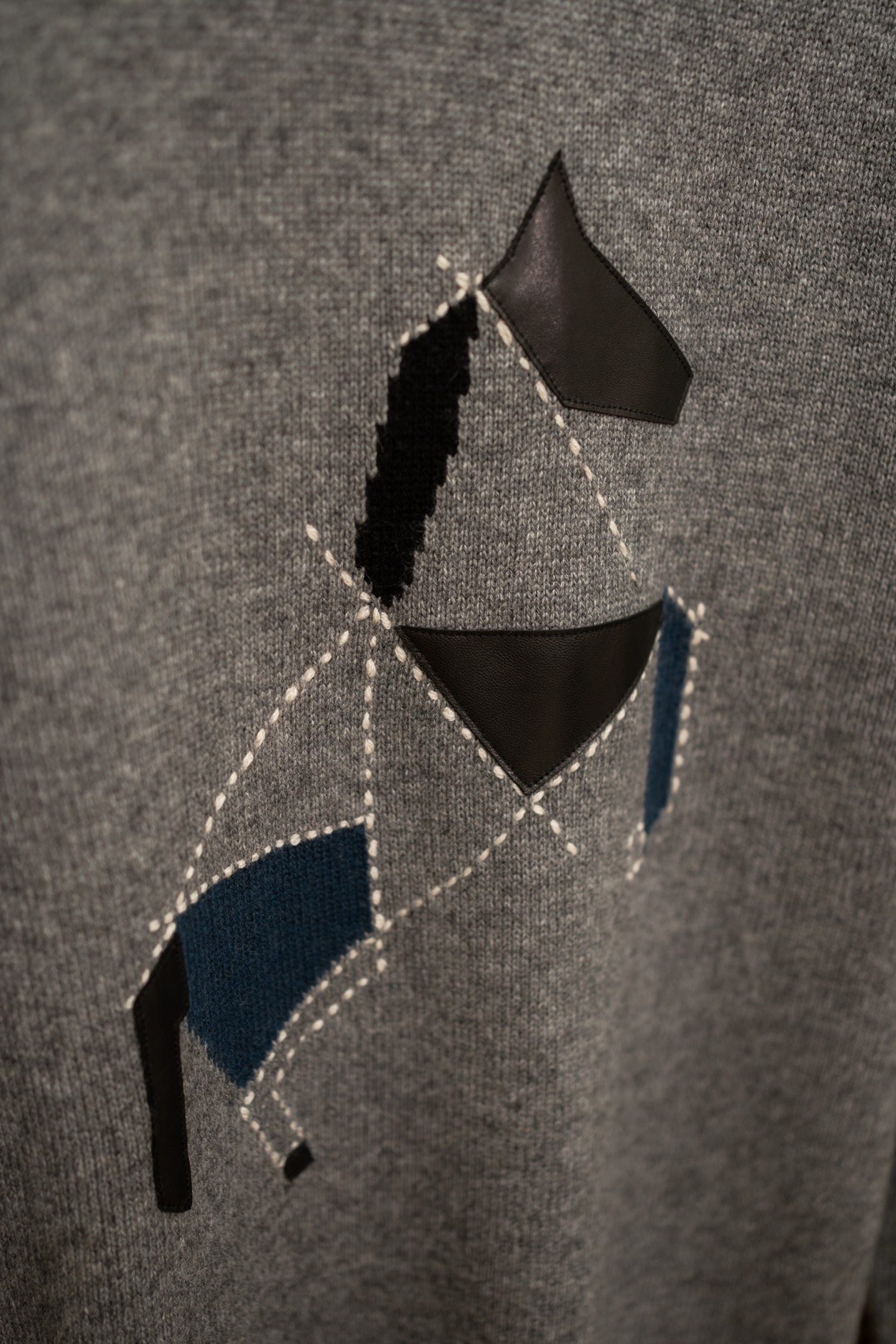 Hermès Grey Horse Patch Crew Neck Sweater