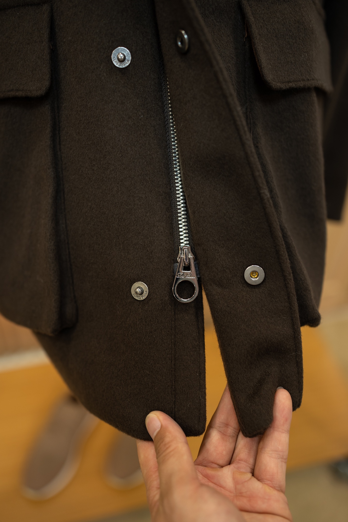 LP Dark Brown Wool Shearling Collar Jacket