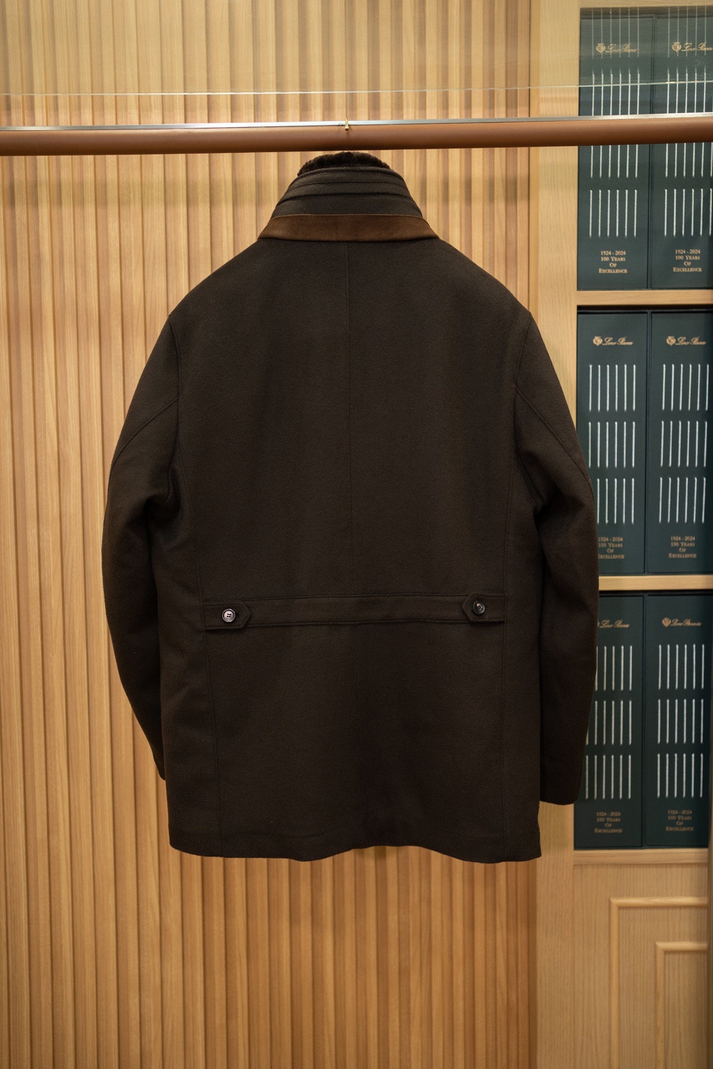 LP Dark Brown Wool Shearling Collar Jacket