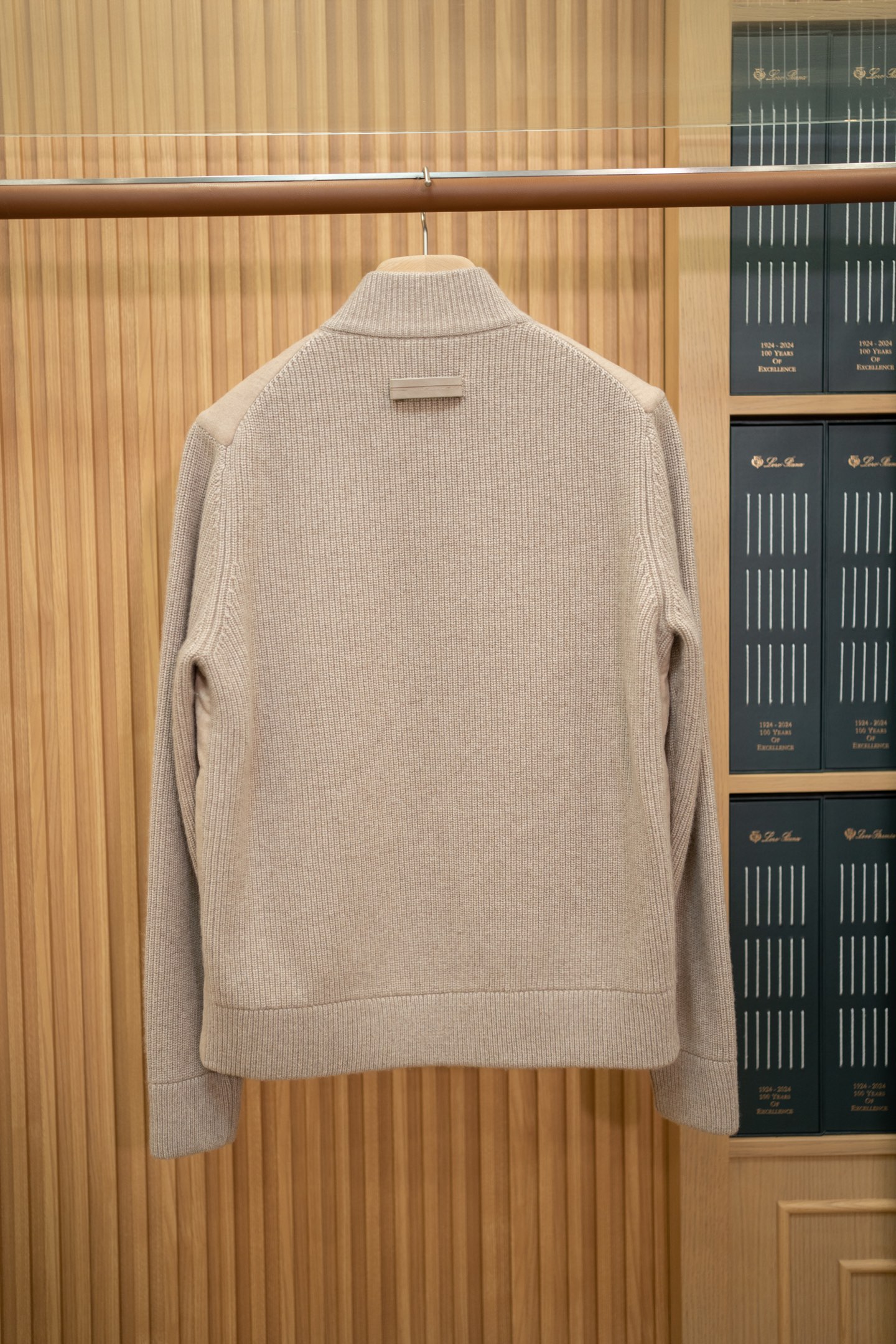 LP Beige Knit Spliced Down Bomber Jacket