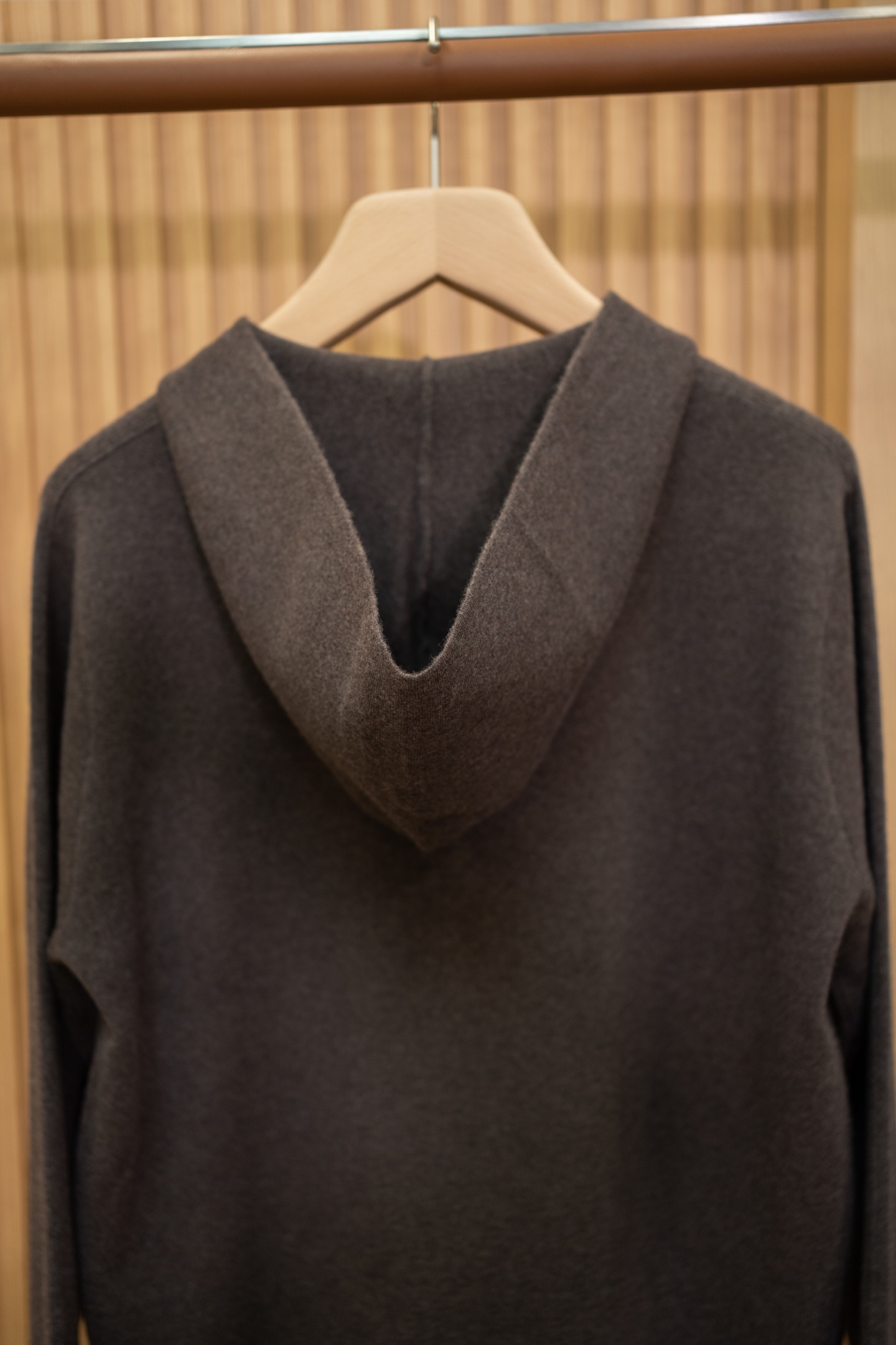 LP Brown Cashmere Zip Hooded Knit Cardigan