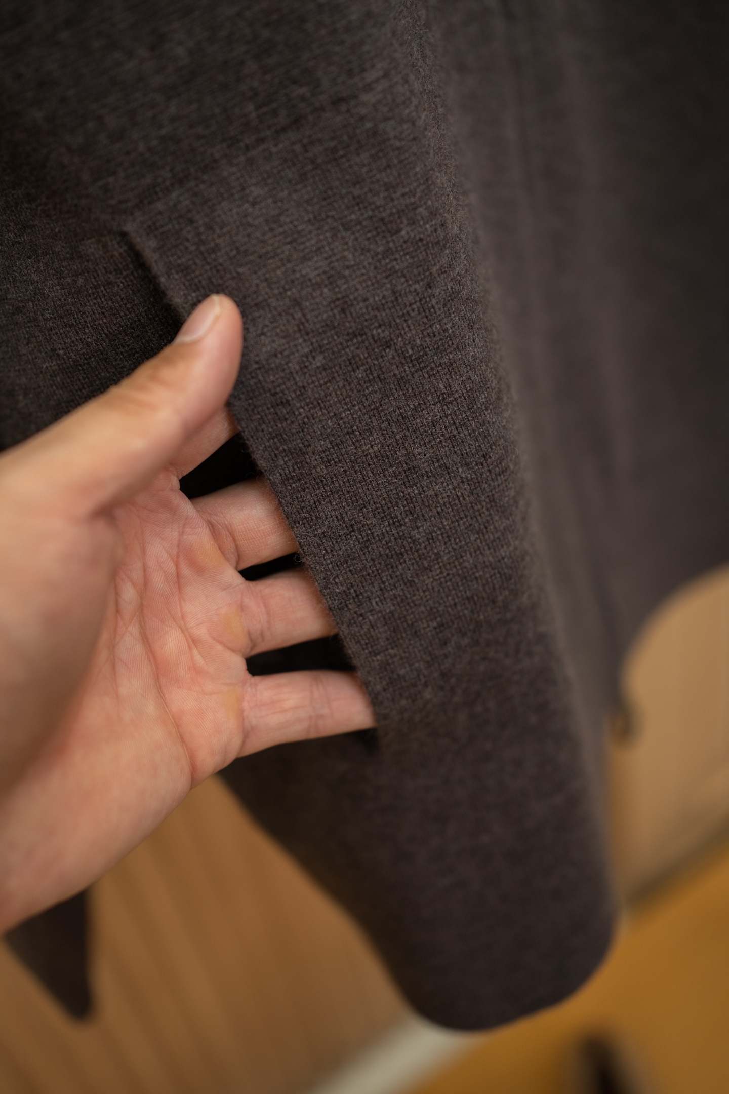 LP Brown Cashmere Zip Hooded Knit Cardigan