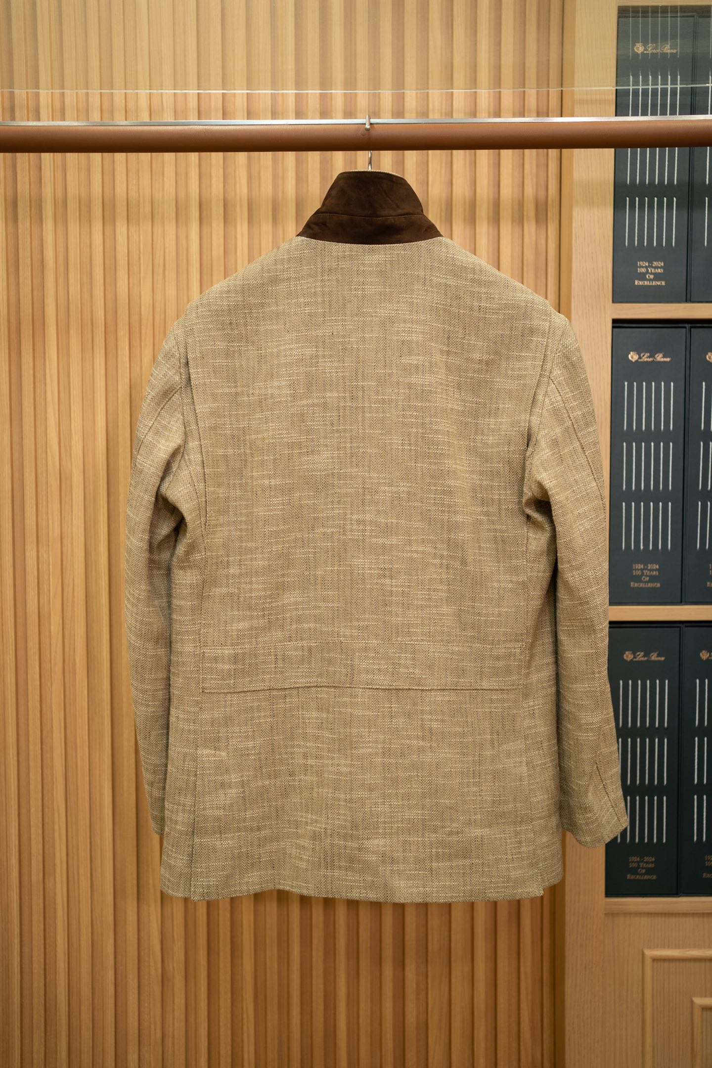 LP Beige Linen Blend Stand Collar Jacket