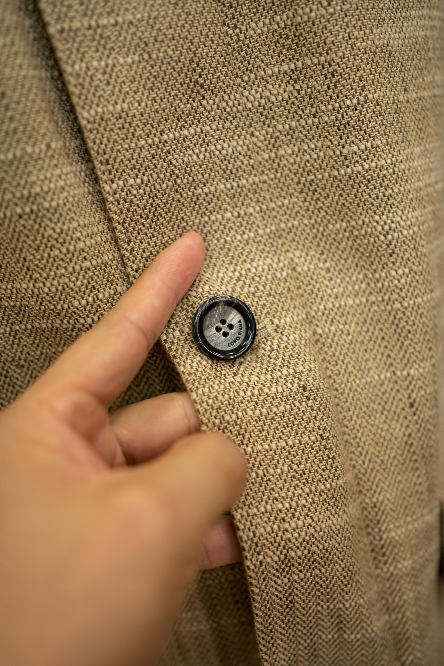 LP Beige Linen Blend Stand Collar Jacket