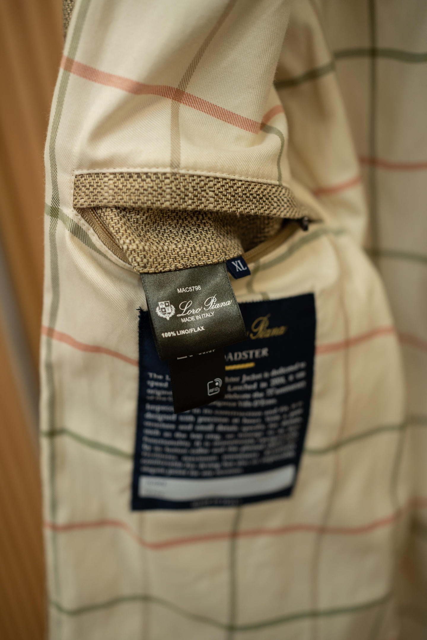LP Beige Linen Blend Stand Collar Jacket