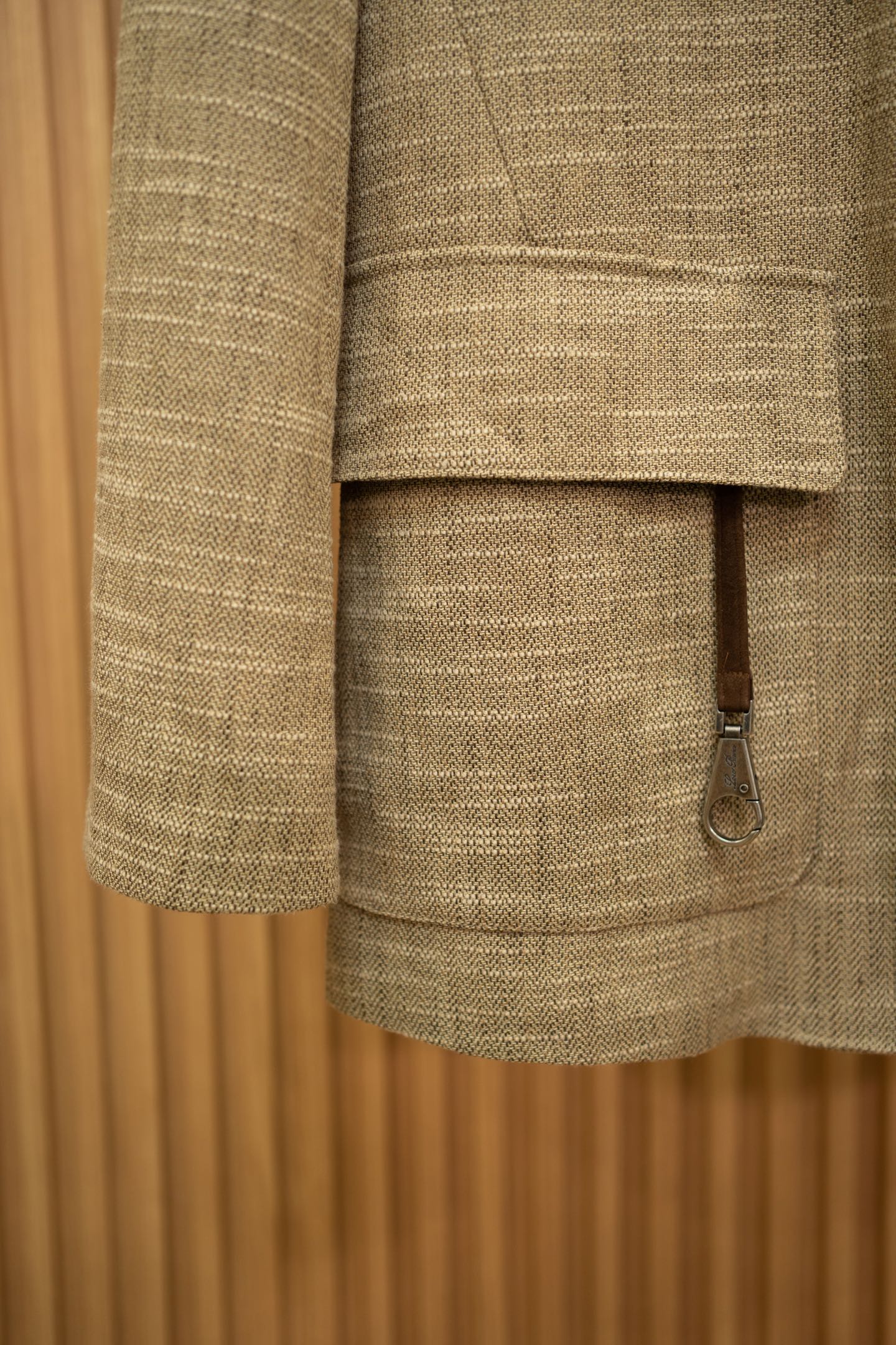 LP Beige Linen Blend Stand Collar Jacket
