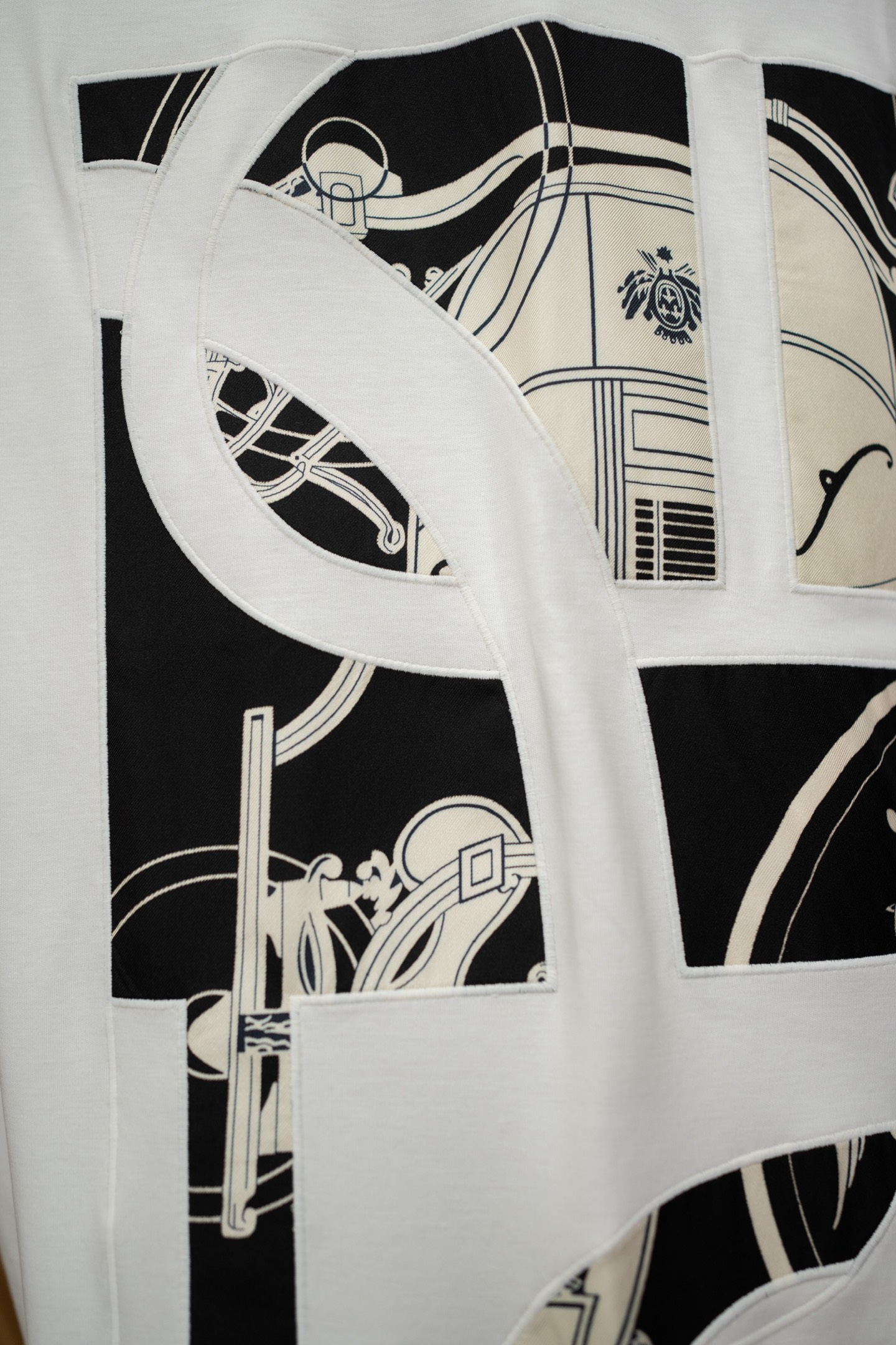 LP White Patchwork Print Short Sleeve T-shirt