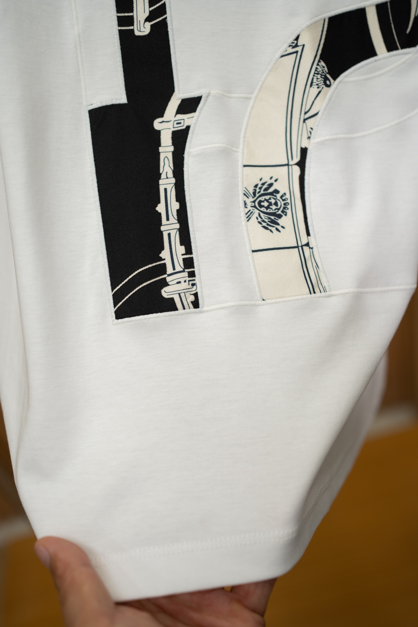 LP White Patchwork Print Short Sleeve T-shirt