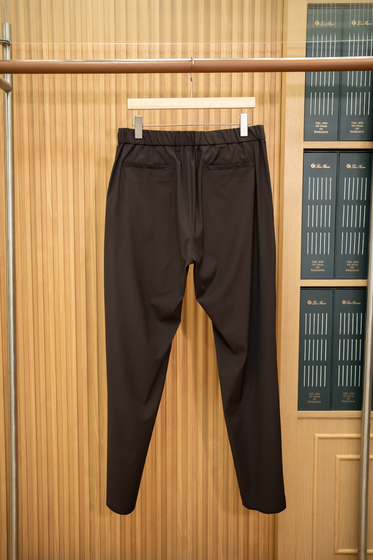 LP Dark Brown Elastic Waist Tapered Pants