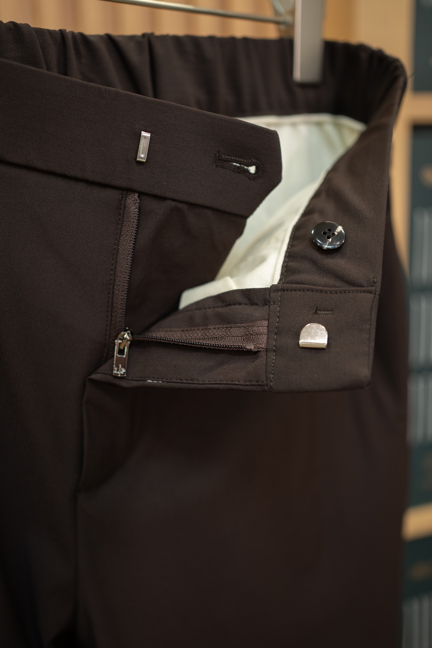 LP Dark Brown Elastic Waist Tapered Pants