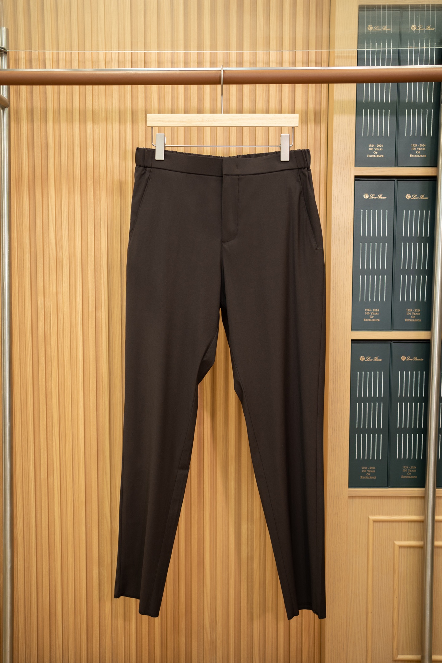 LP Dark Brown Elastic Waist Tapered Pants