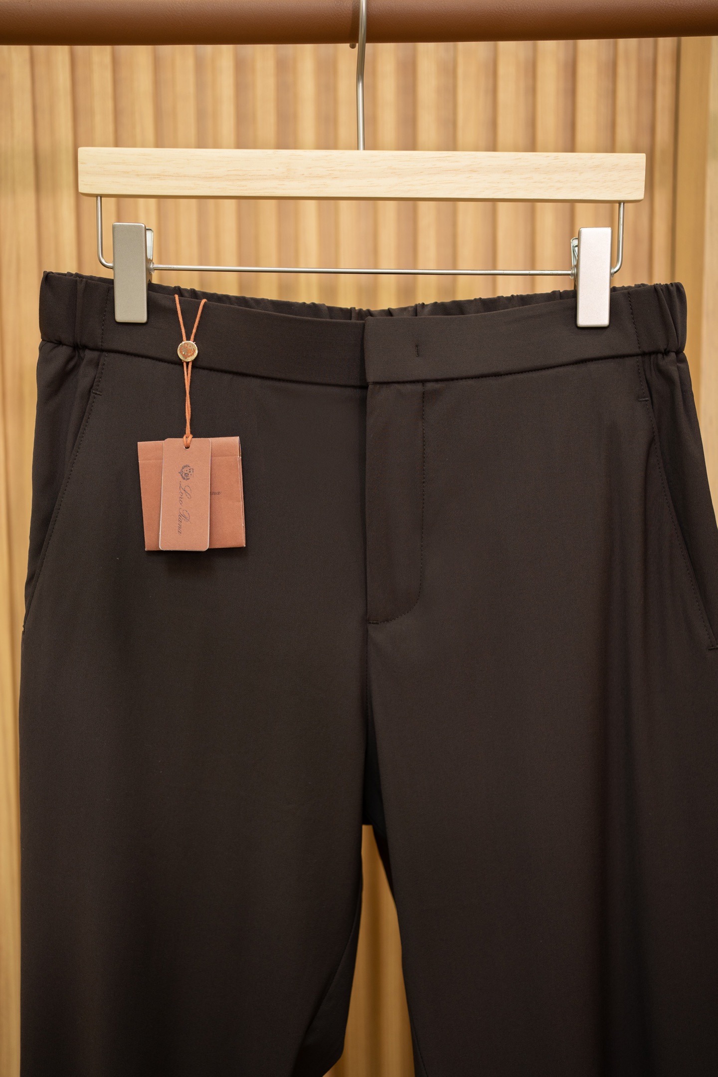 LP Dark Brown Elastic Waist Tapered Pants