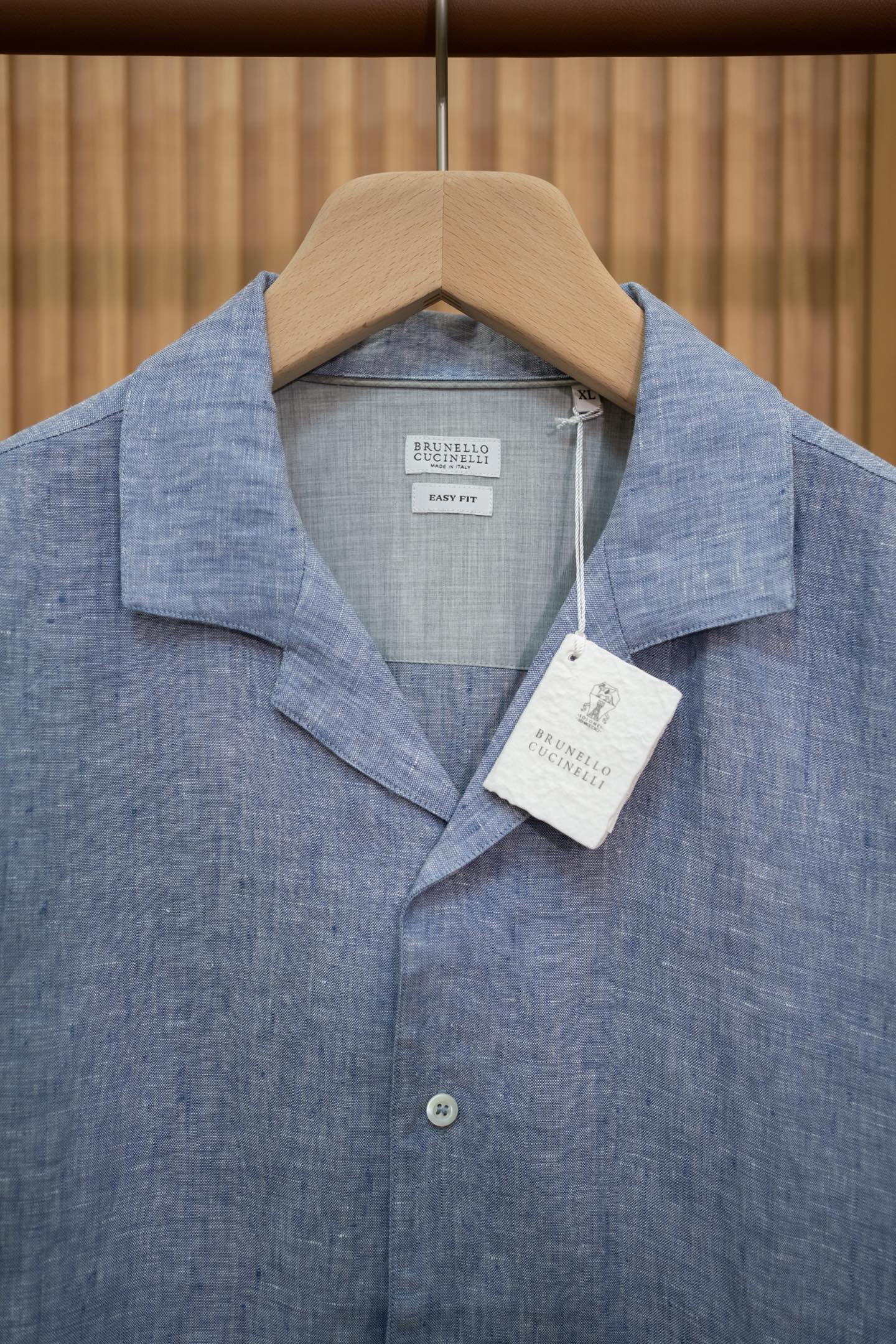 LP Blue Linen Camp Collar Shirt