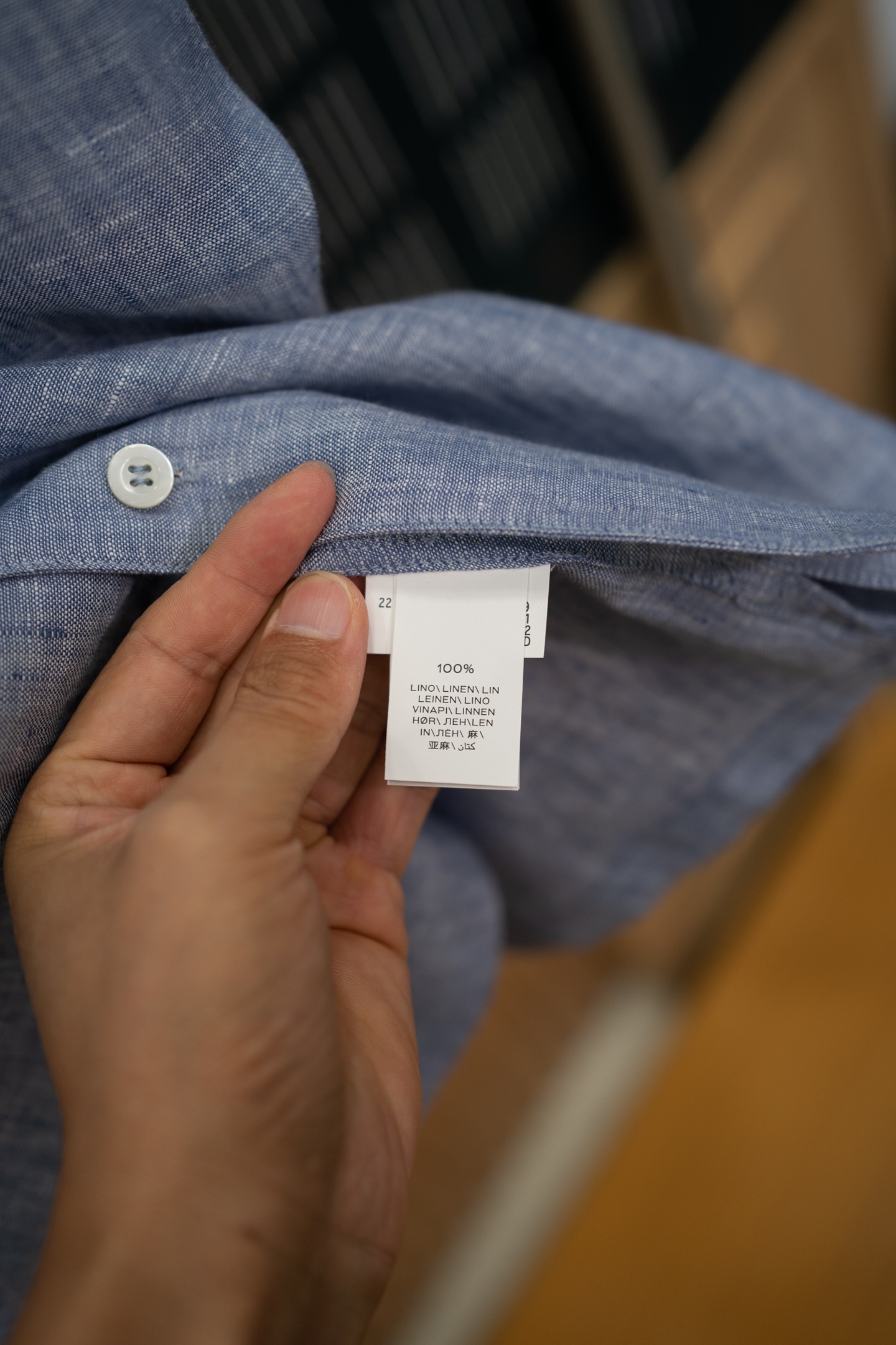 LP Blue Linen Camp Collar Shirt
