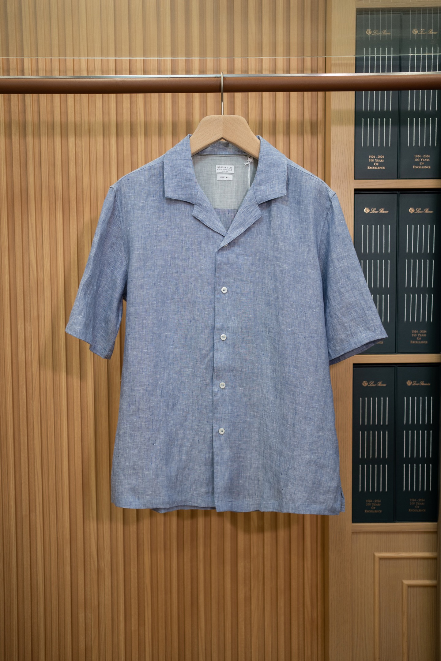 LP Blue Linen Camp Collar Shirt