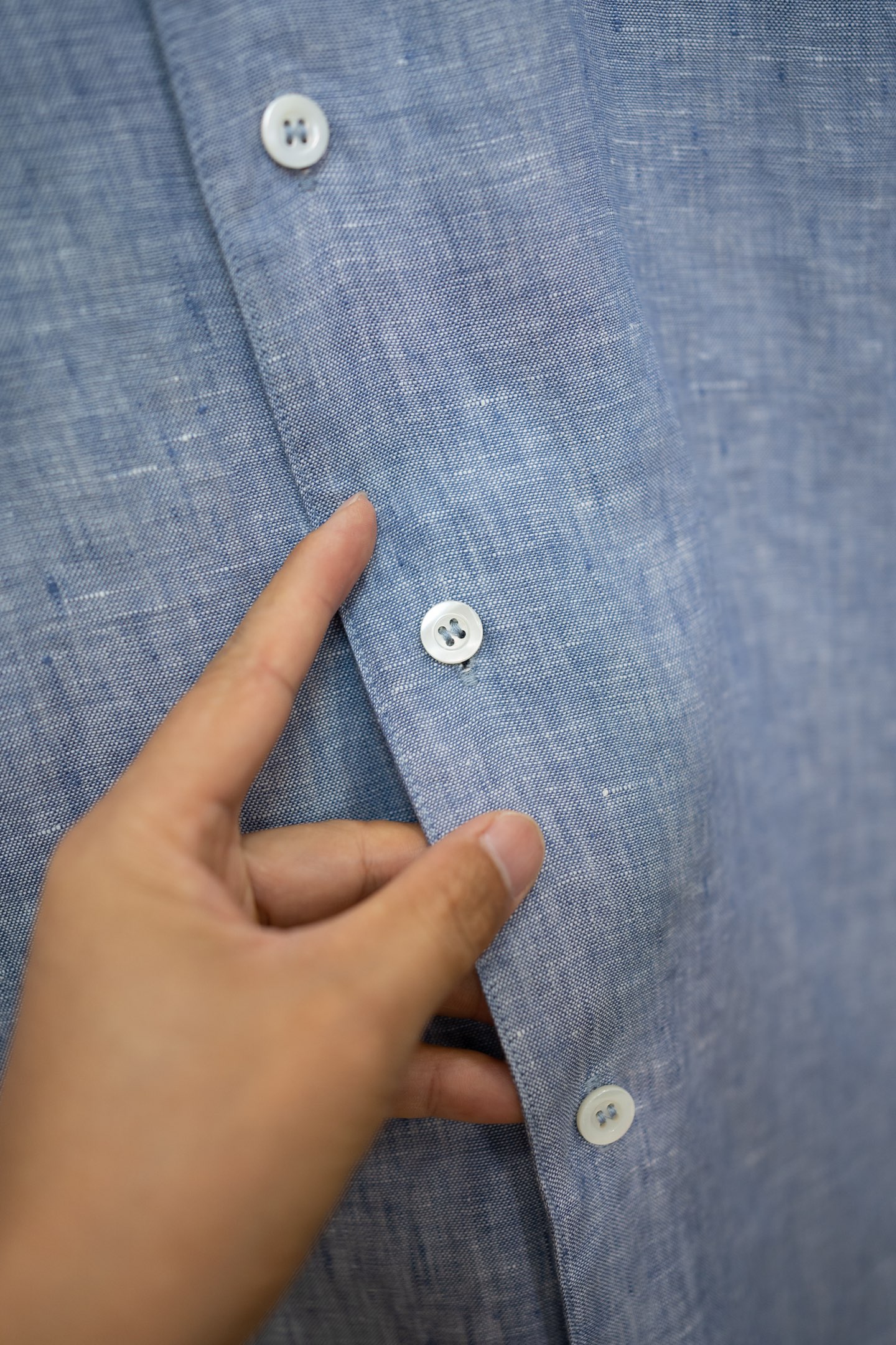 LP Blue Linen Camp Collar Shirt
