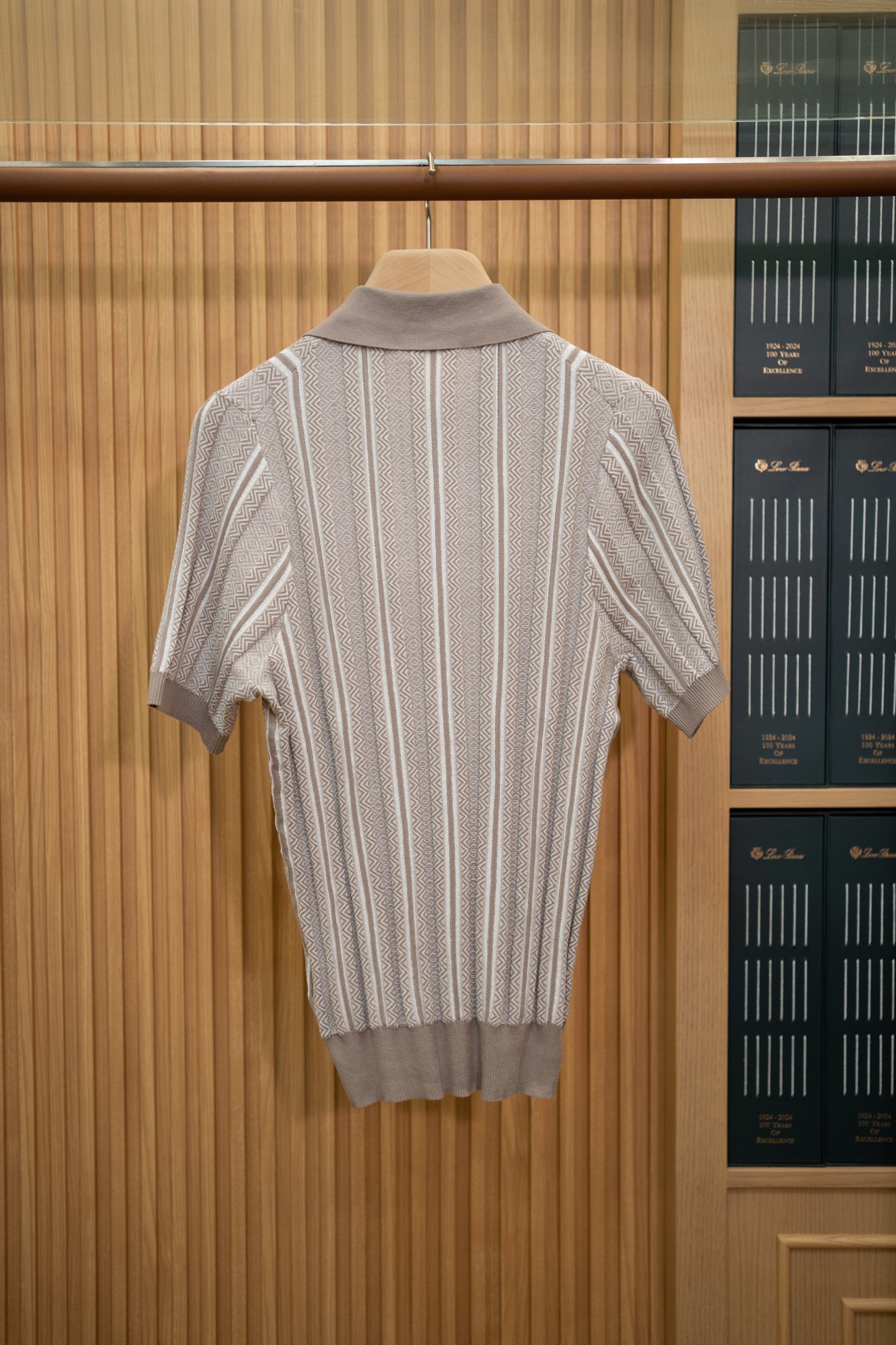 LP Taupe Stripe Knit Polo Shirt