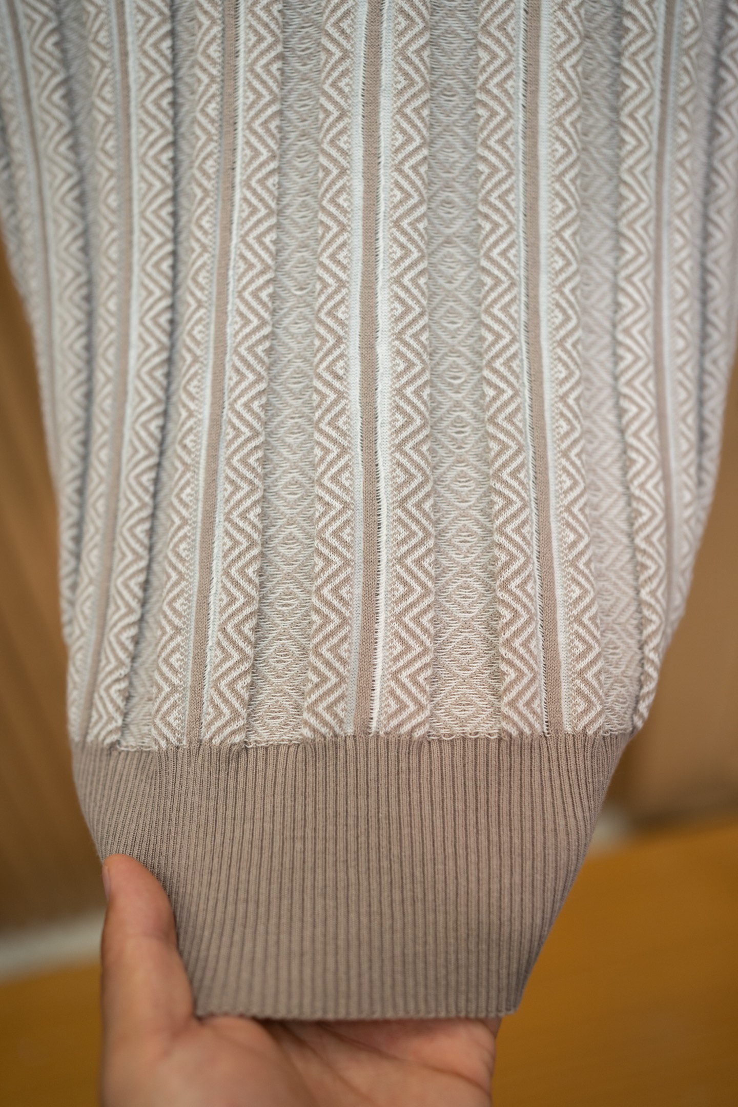 LP Taupe Stripe Knit Polo Shirt