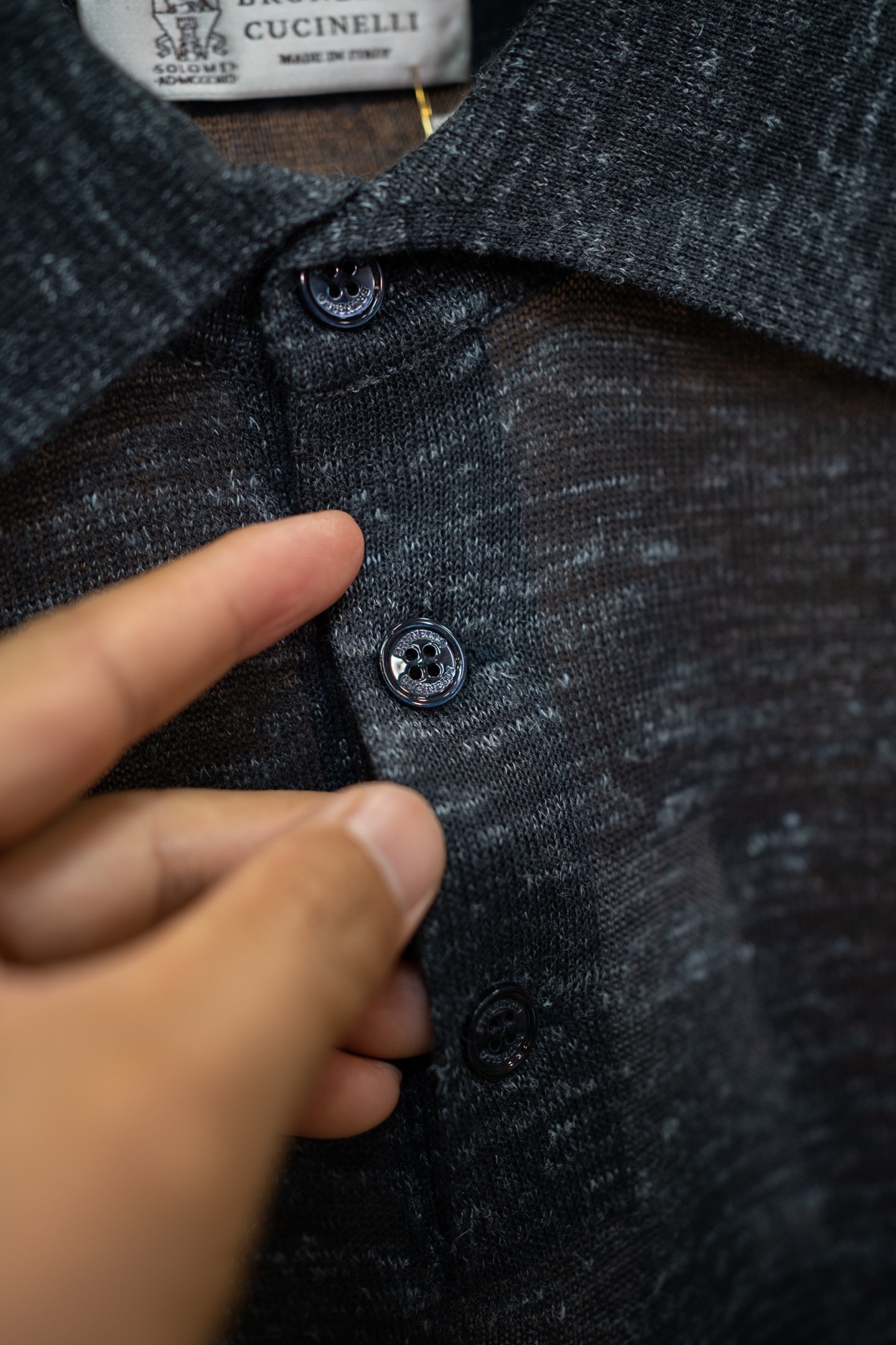 LP Dark Heather Linen Knit Polo Shirt