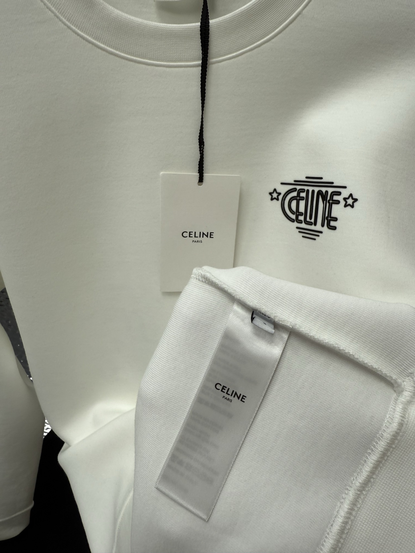 CELINE 2025早秋华夫太空层面料印花长袖套头卫衣；定制柜台同款华夫太空层面料工艺，胸前专属标志L