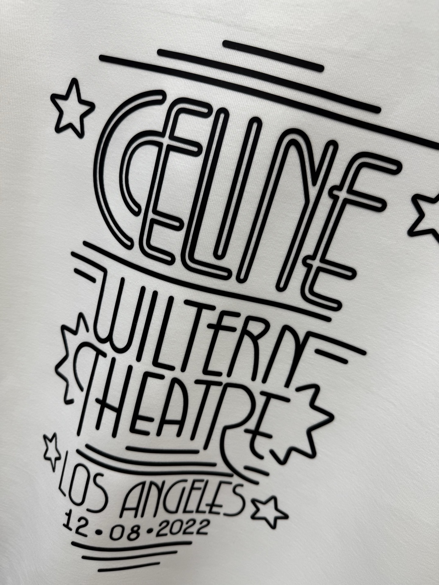 CELINE 2025早秋华夫太空层面料印花长袖套头卫衣；定制柜台同款华夫太空层面料工艺，胸前专属标志L