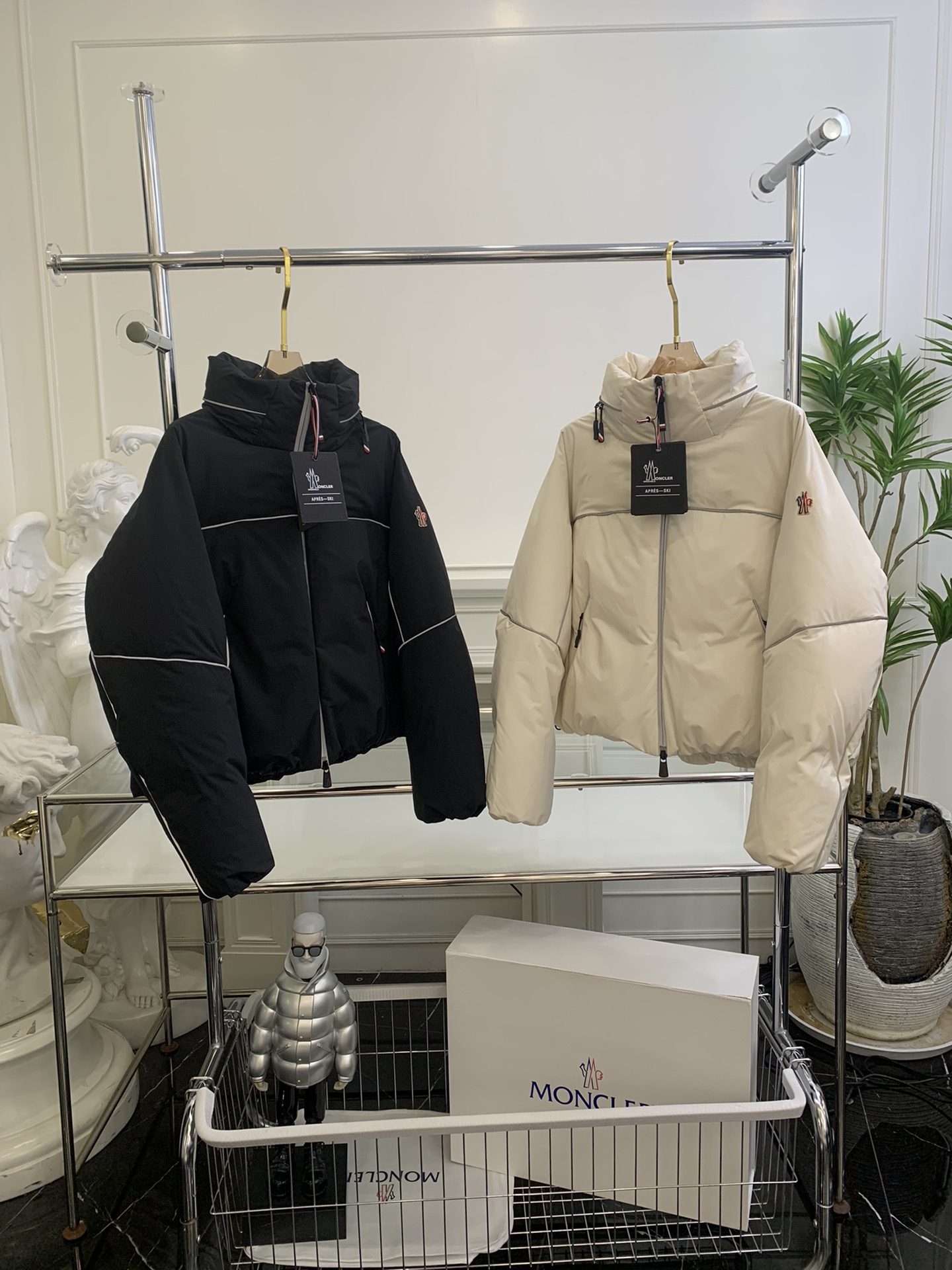 Moncler Abbigliamento Giacca & Soprabito Piumino Beige Nero Bianco Donne Nylon Collezione Autunno/Inverno Fashion