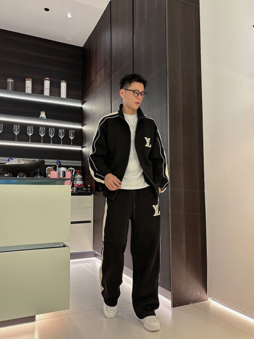 Louis Vuitton Men's Black Tracksuit with Signature Logo Detailing 1 Louis Vuitton Men's Black Tracksuit with Signature Logo Detailing