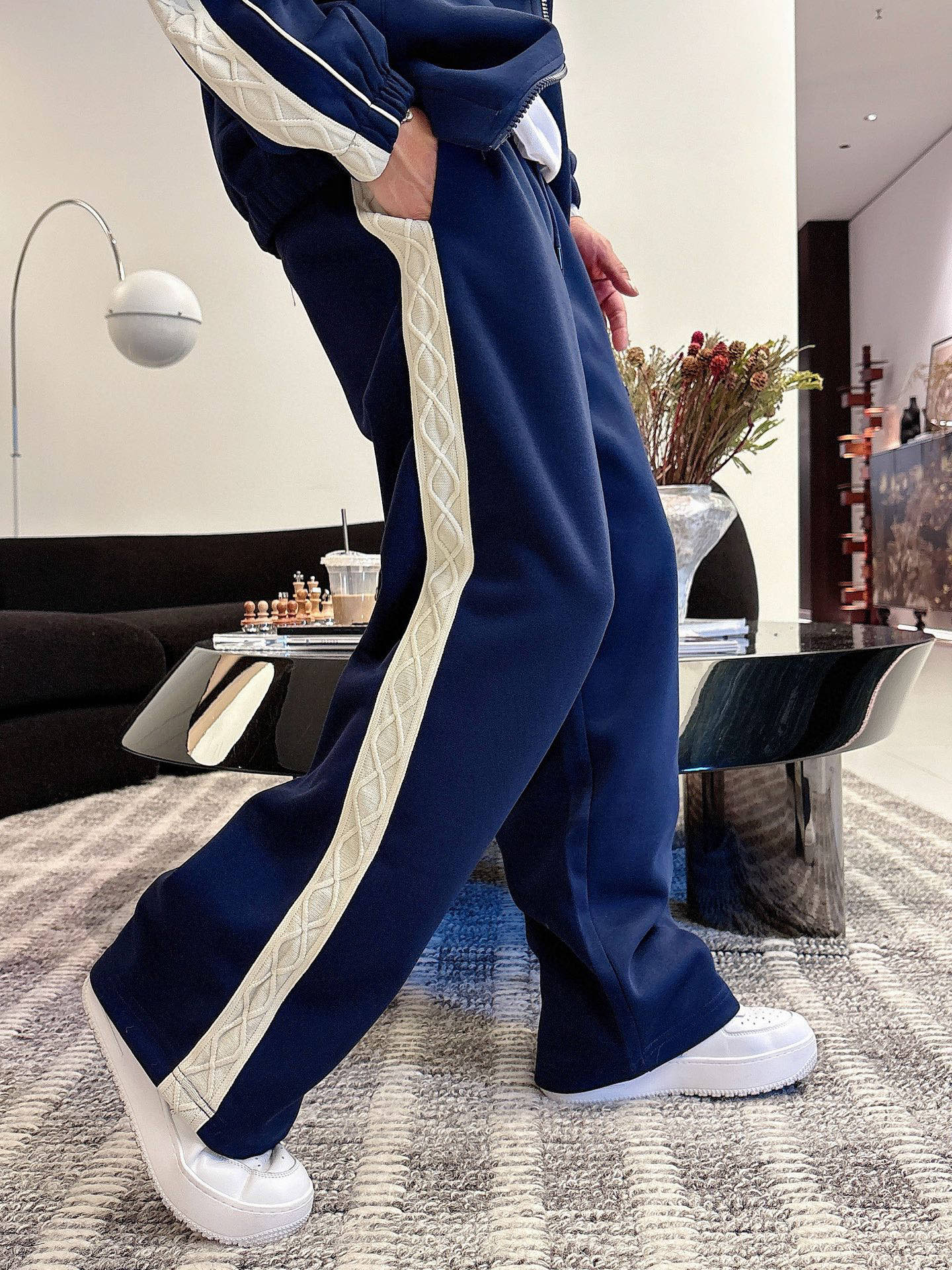 Louis Vuitton Men's Navy Blue Luxury Tracksuit with White Striped 12 i1757186486697 4330 0 8