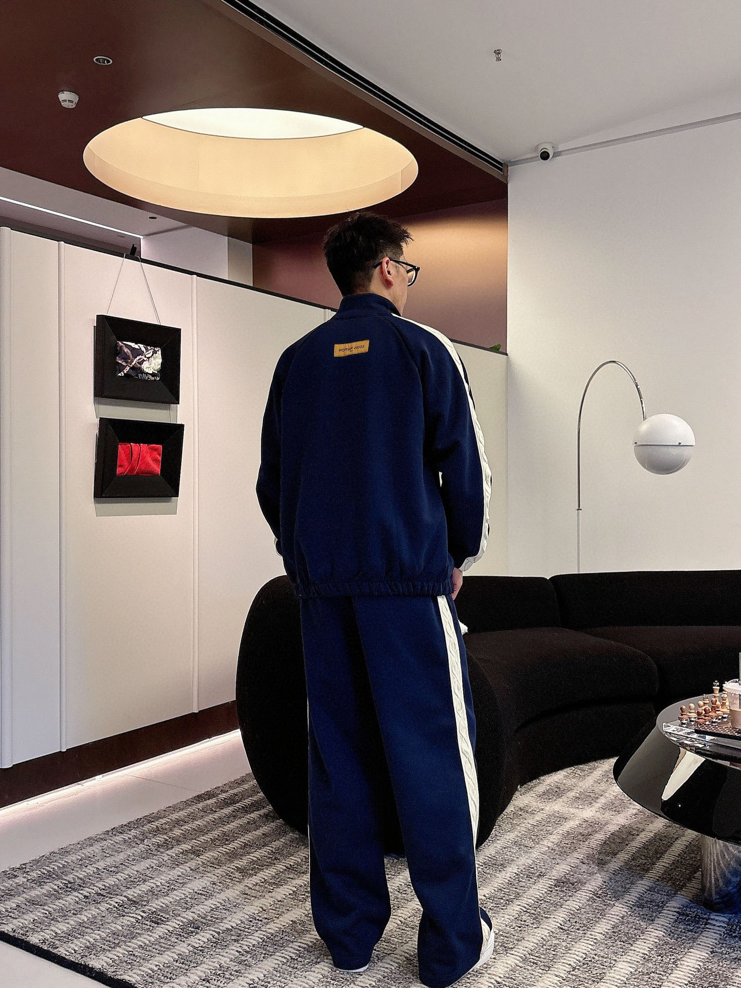 Louis Vuitton Men's Navy Blue Luxury Tracksuit with White Striped 15 i1757186487728 7096 0 1