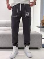 Loewe Clothing Pants & Trousers Black Grey Embroidery Cotton Spring/Summer Collection Fashion Casual