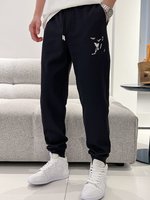 Louis Vuitton Clothing Pants & Trousers Black Grey Embroidery Cotton Spring/Summer Collection Fashion Casual