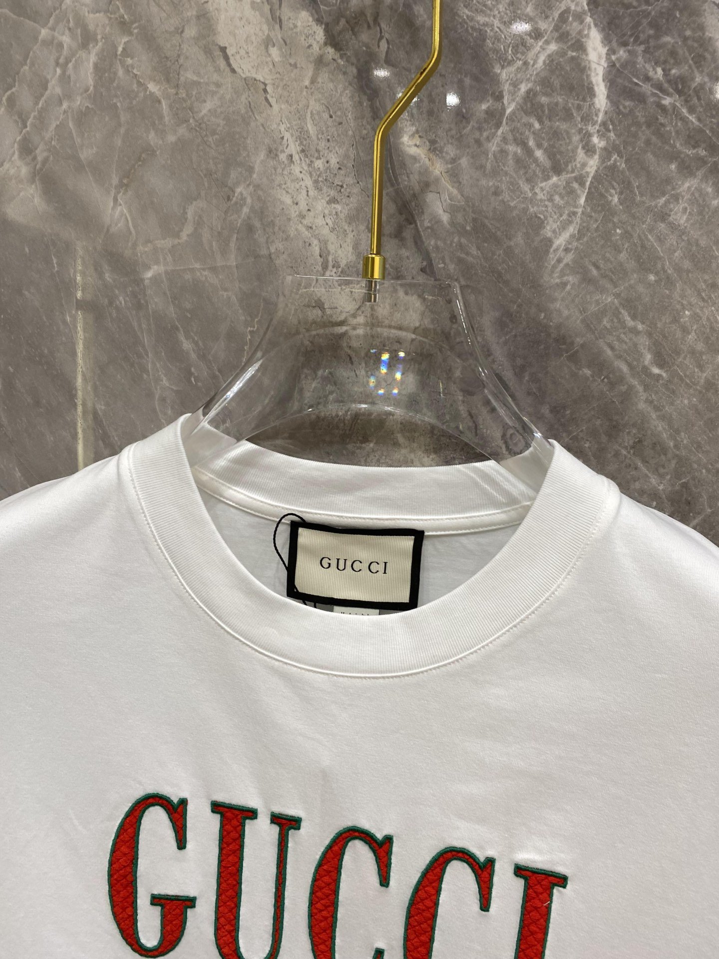 GUCCI2024春夏新款首发专柜最新款短袖圆领T恤高端订制设计前卫时尚！品牌logo重工艺设计高端定制