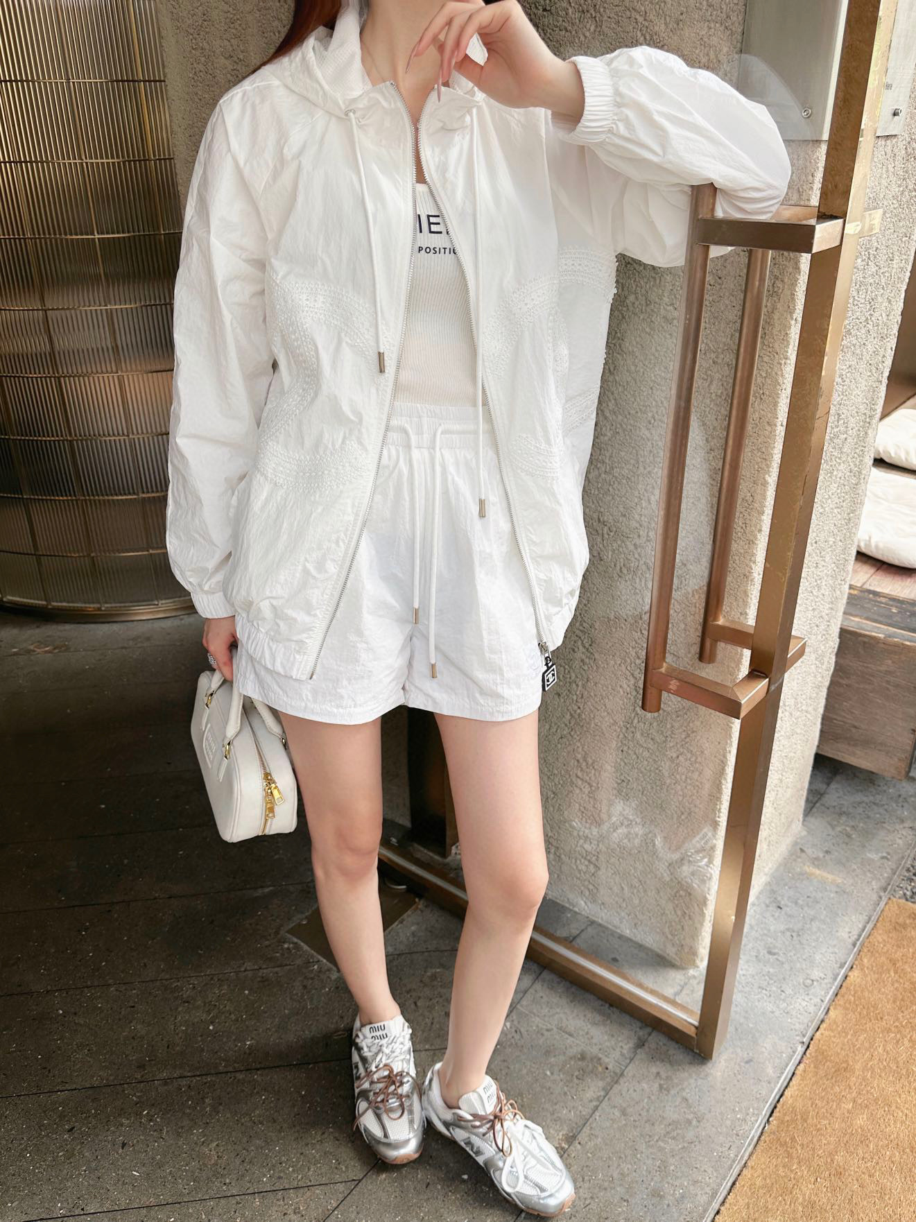 Chanel Hooded Windbreaker and Shorts Set - Lightweight, Embroidered Logo 7 i1747061280863 3426 0 6