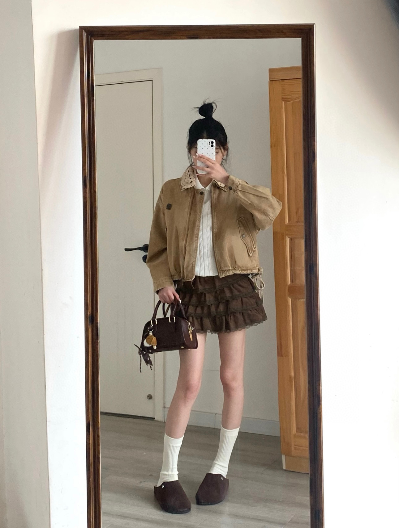 Loewe Inspired Khaki Jacket with Crochet Collar - Sweet & Slim Fit 8 i1756213021546 3929 0 7