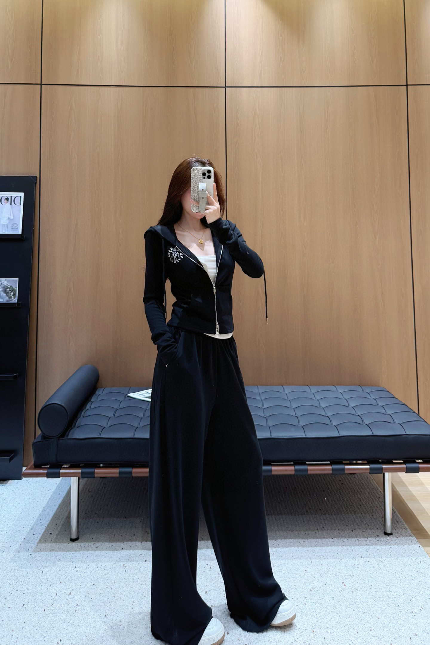 Chrome Hearts Inspired Sweatsuit - Embroidered Cross, Slim Fit Hoodie & Wide Leg Pants