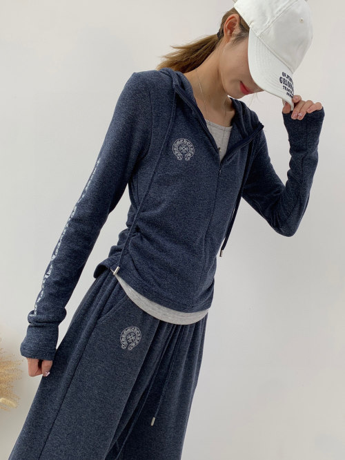 Chrome Hearts Women's Two-Piece Hooded Top and Elastic Waist Pants Set 1 Chrome Hearts Women's Two-Piece Hooded Top and Elastic Waist Pants Set
