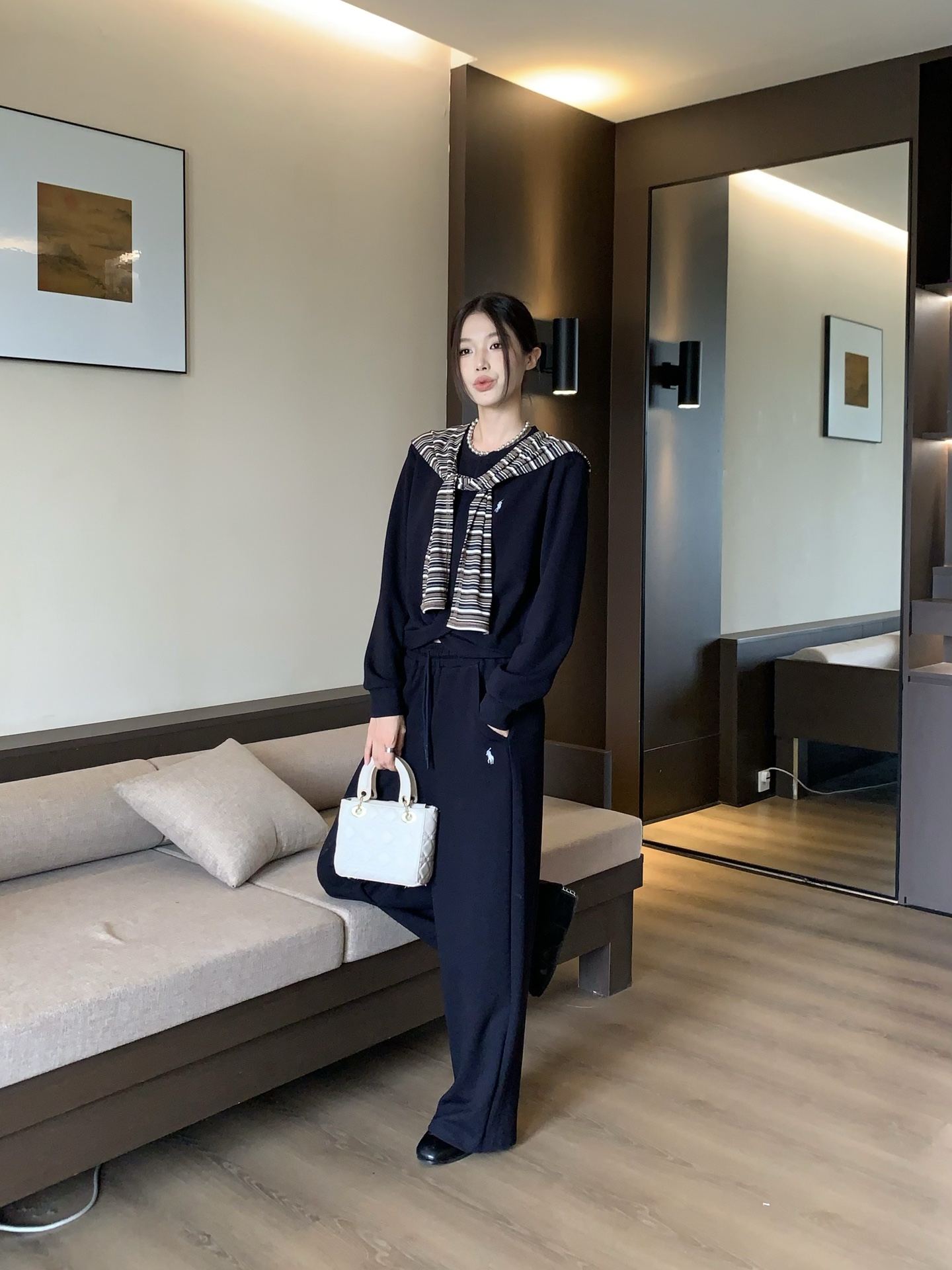 RL Logo Leisure Set: Striped Shawl, Sweatshirt, Straight-Leg Pants 3 i1756298572654 3170 0 2