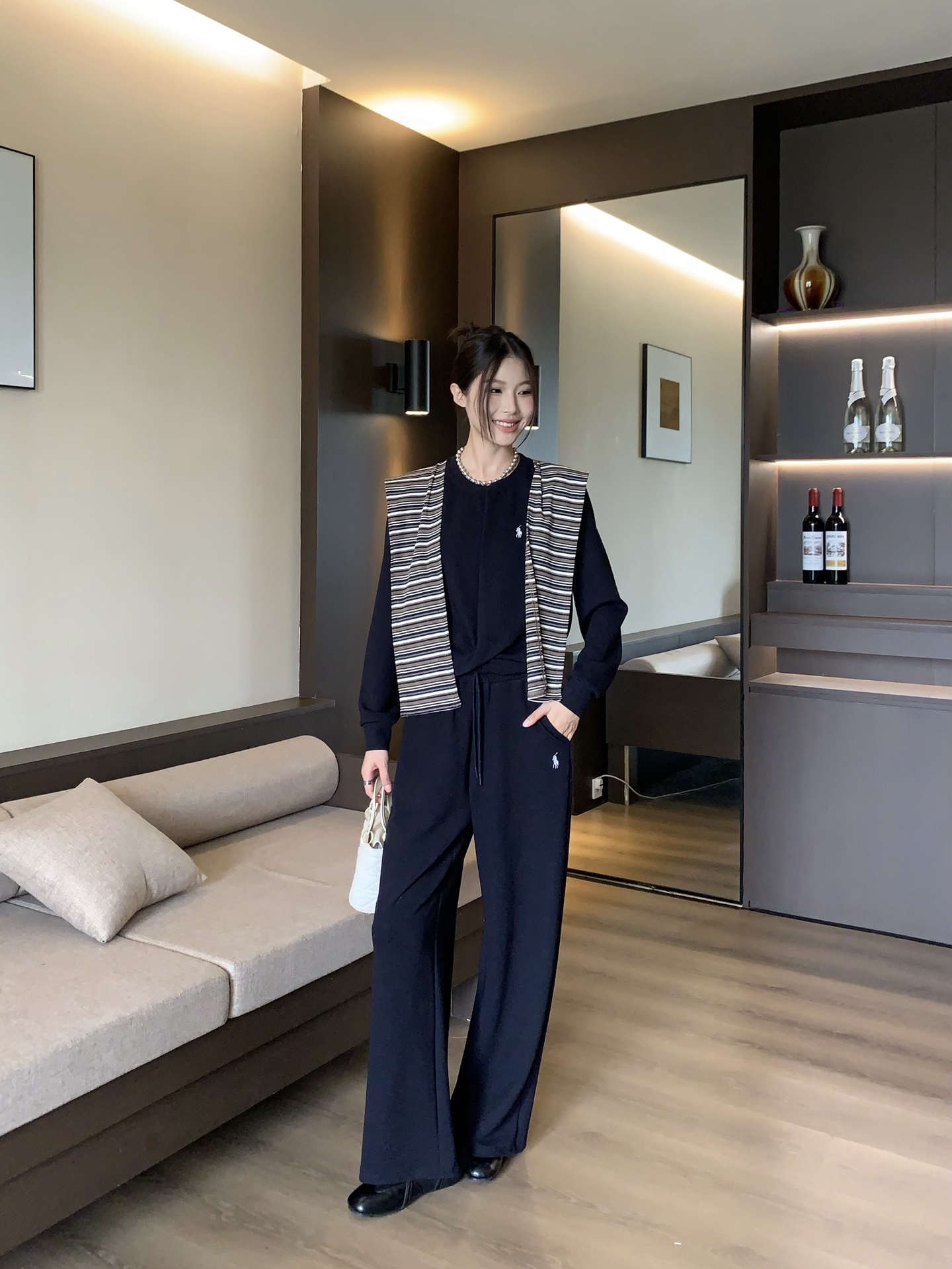 RL Logo Leisure Set: Striped Shawl, Sweatshirt, Straight-Leg Pants 1 i1756298572744 5542 0 0