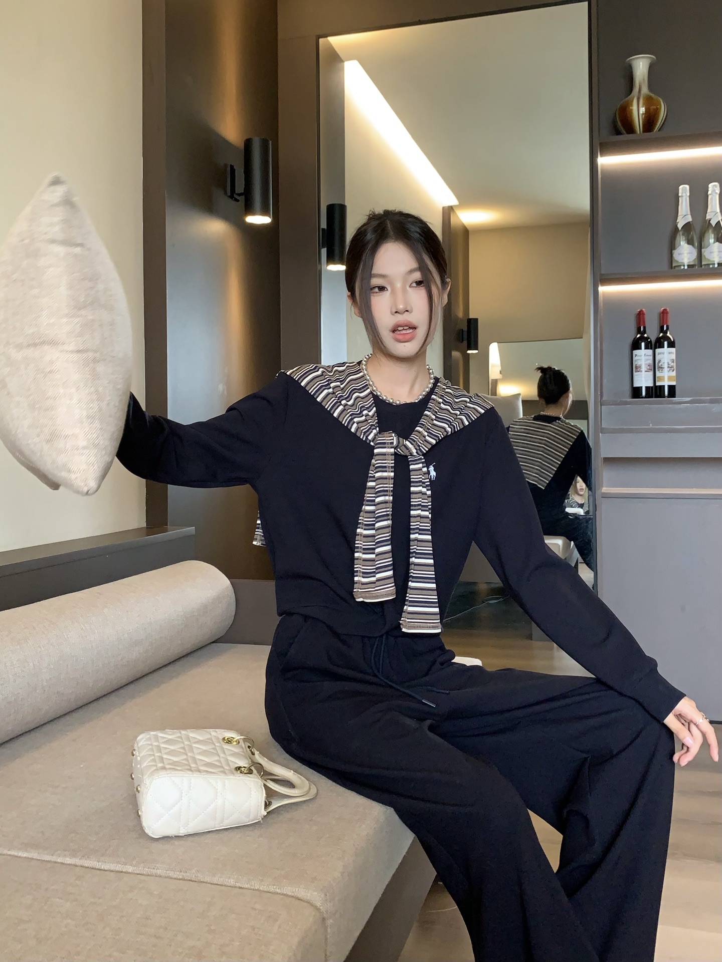 RL Logo Leisure Set: Striped Shawl, Sweatshirt, Straight-Leg Pants 5 i1756298572931 6868 0 4