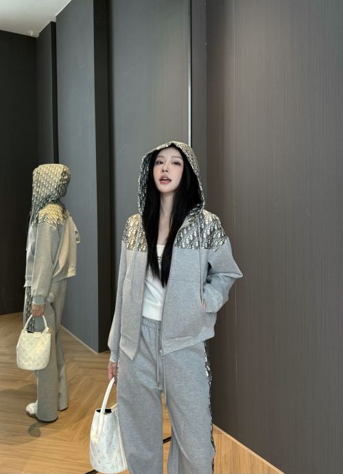 Dior Logo Print Hoodie Sweatshirt Set Casual Loungewear Tracksuit Women 1 Dior Logo Print Hoodie Sweatshirt Set Casual Loungewear Tracksuit Women